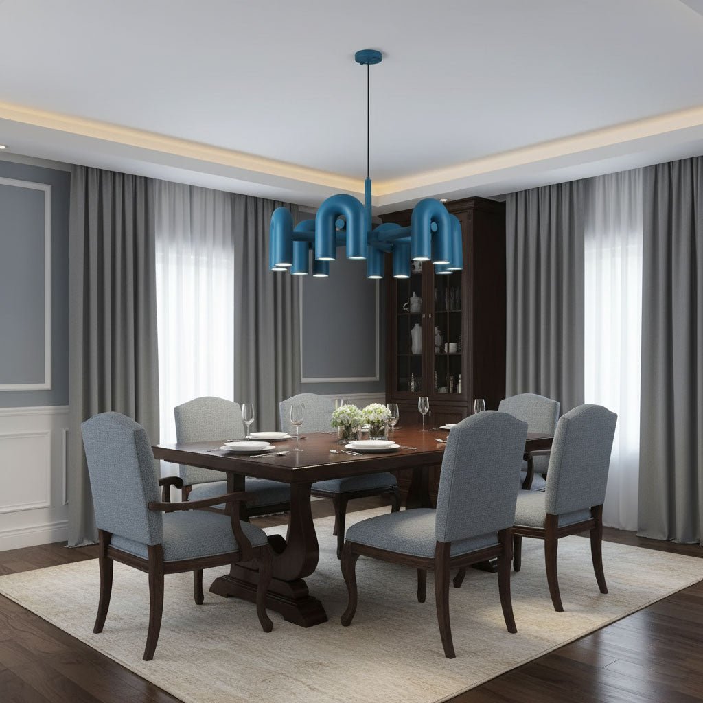 Aluminum U-Shape LED Chandelier 39.4 in Adjustable Ceiling Indoor Lighting Modern Modular Fixture for Living Room Dining Room Bedroom | Thomler
