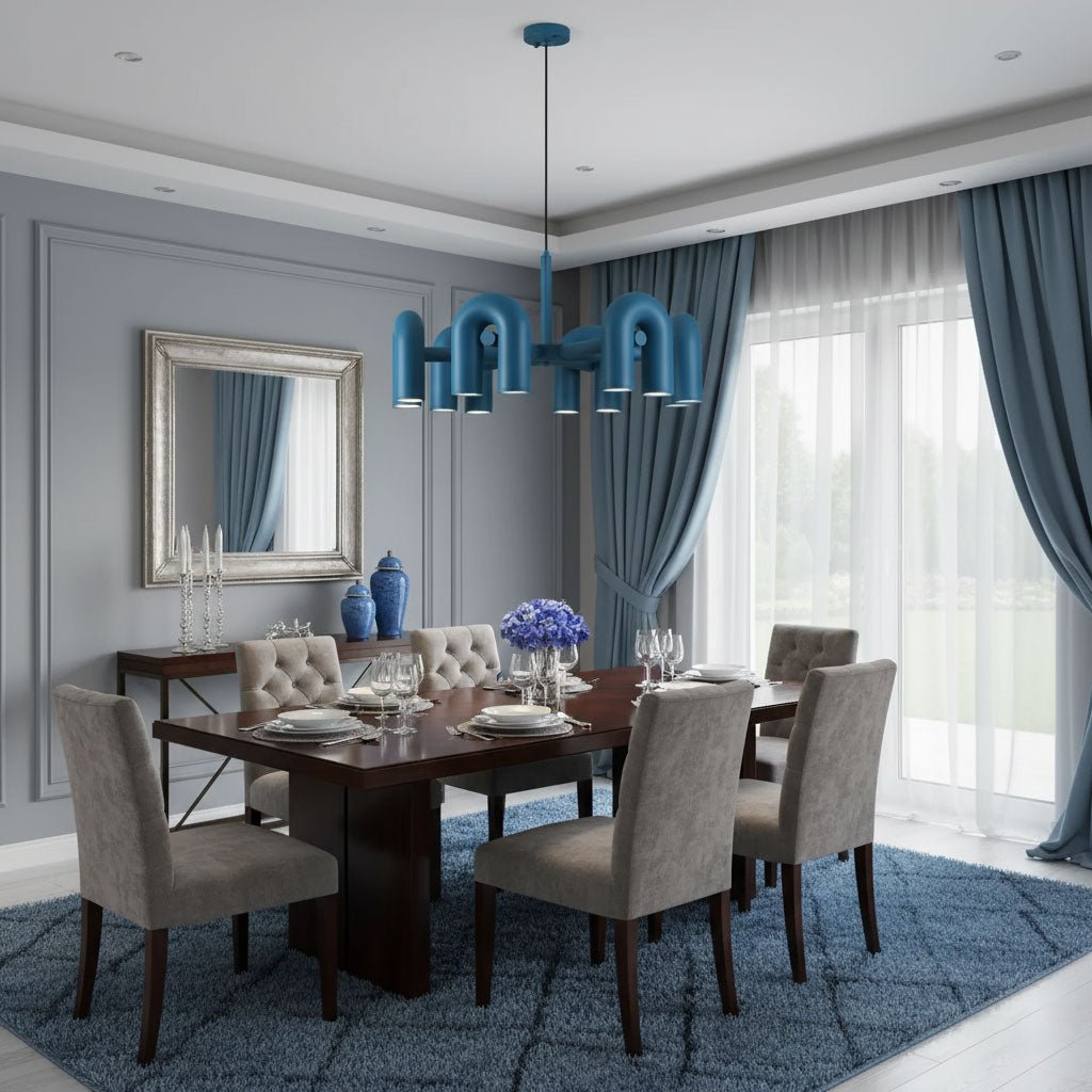 Aluminum U-Shape LED Chandelier 39.4 in Adjustable Ceiling Indoor Lighting Modern Modular Fixture for Living Room Dining Room Bedroom | Thomler