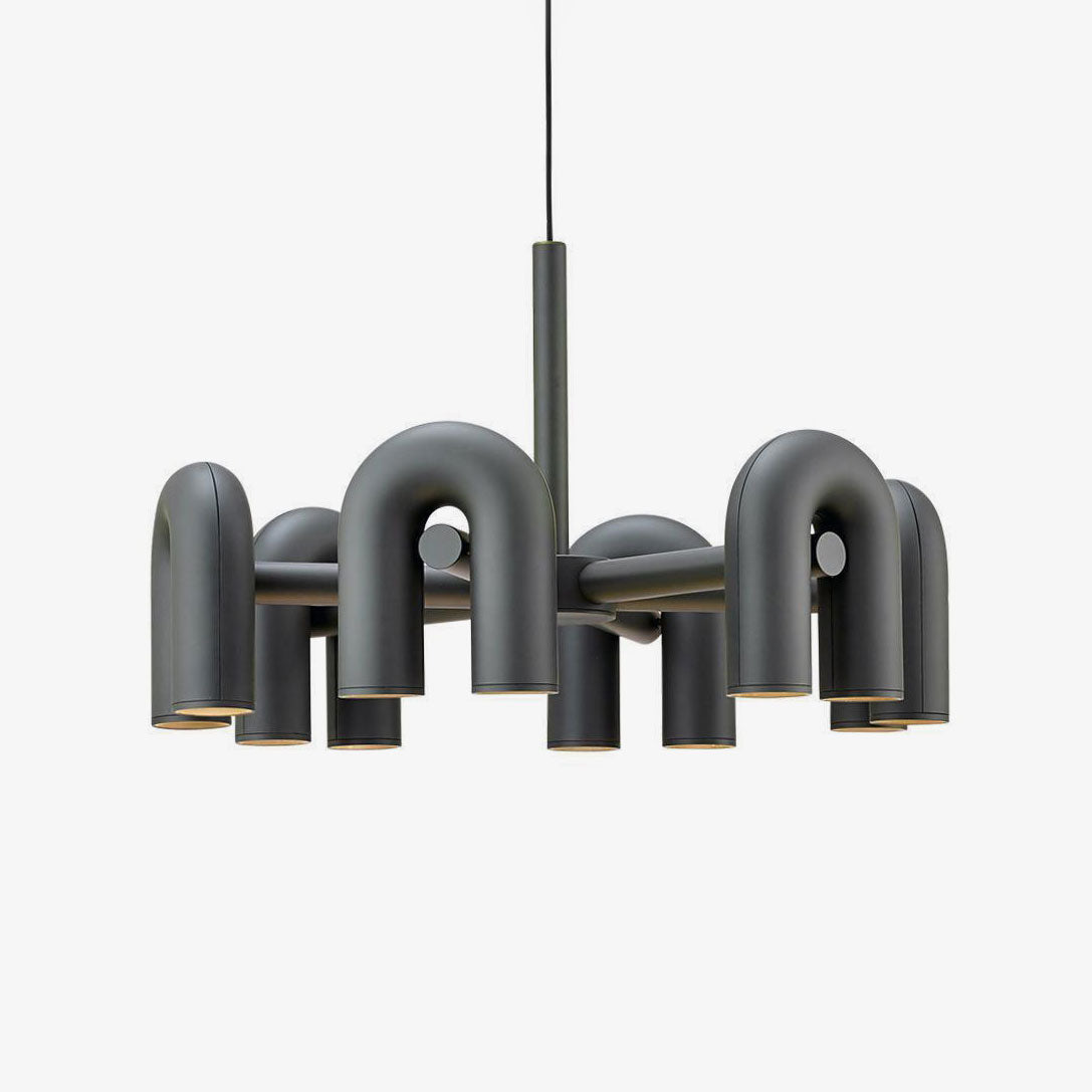 Aluminum U-Shape LED Chandelier 39.4 in Adjustable Ceiling Indoor Lighting Modern Modular Fixture for Living Room Dining Room Bedroom | Thomler
