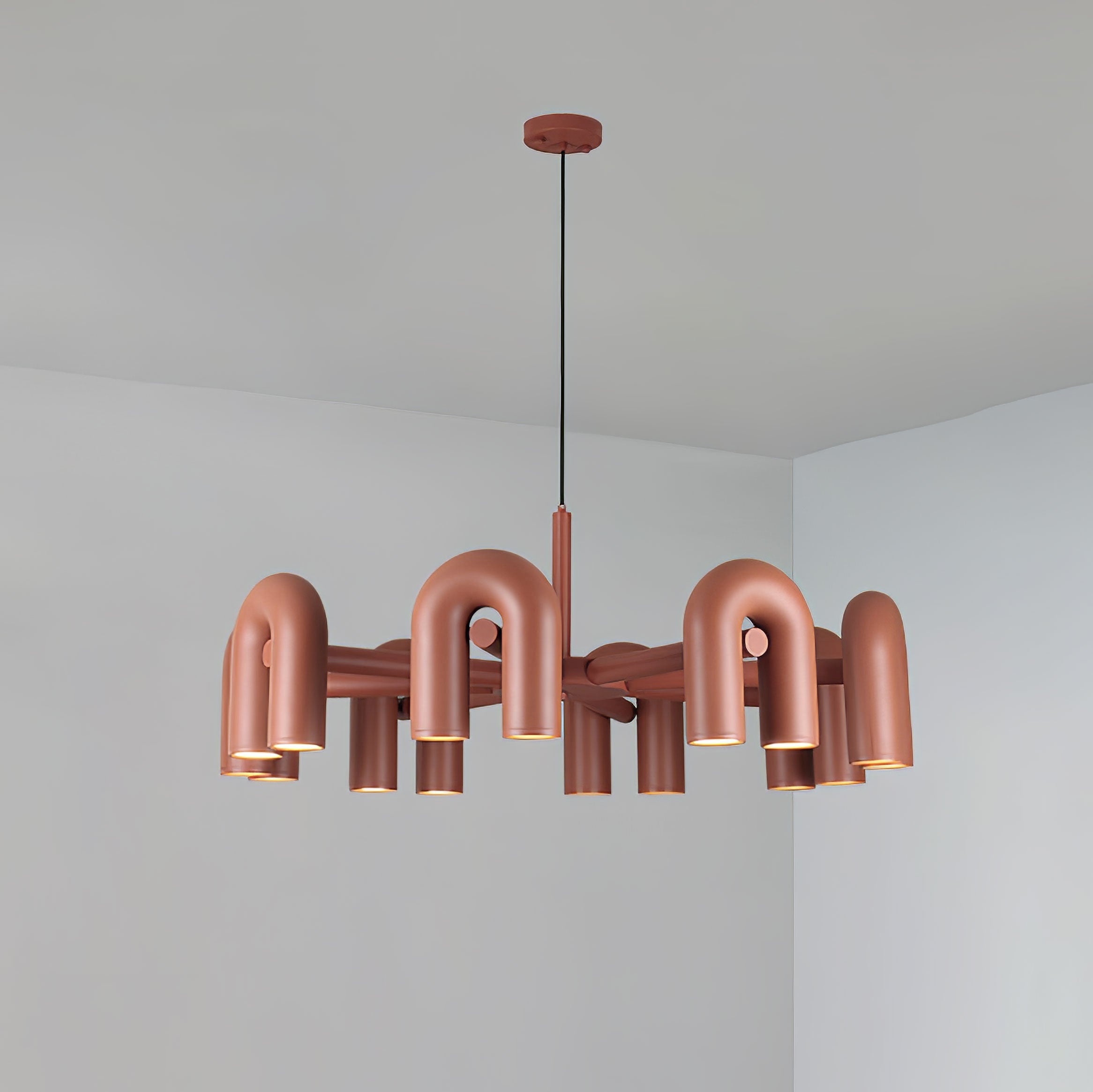 Aluminum U-Shape LED Chandelier 39.4 in Adjustable Ceiling Indoor Lighting Modern Modular Fixture for Living Room Dining Room Bedroom | Thomler