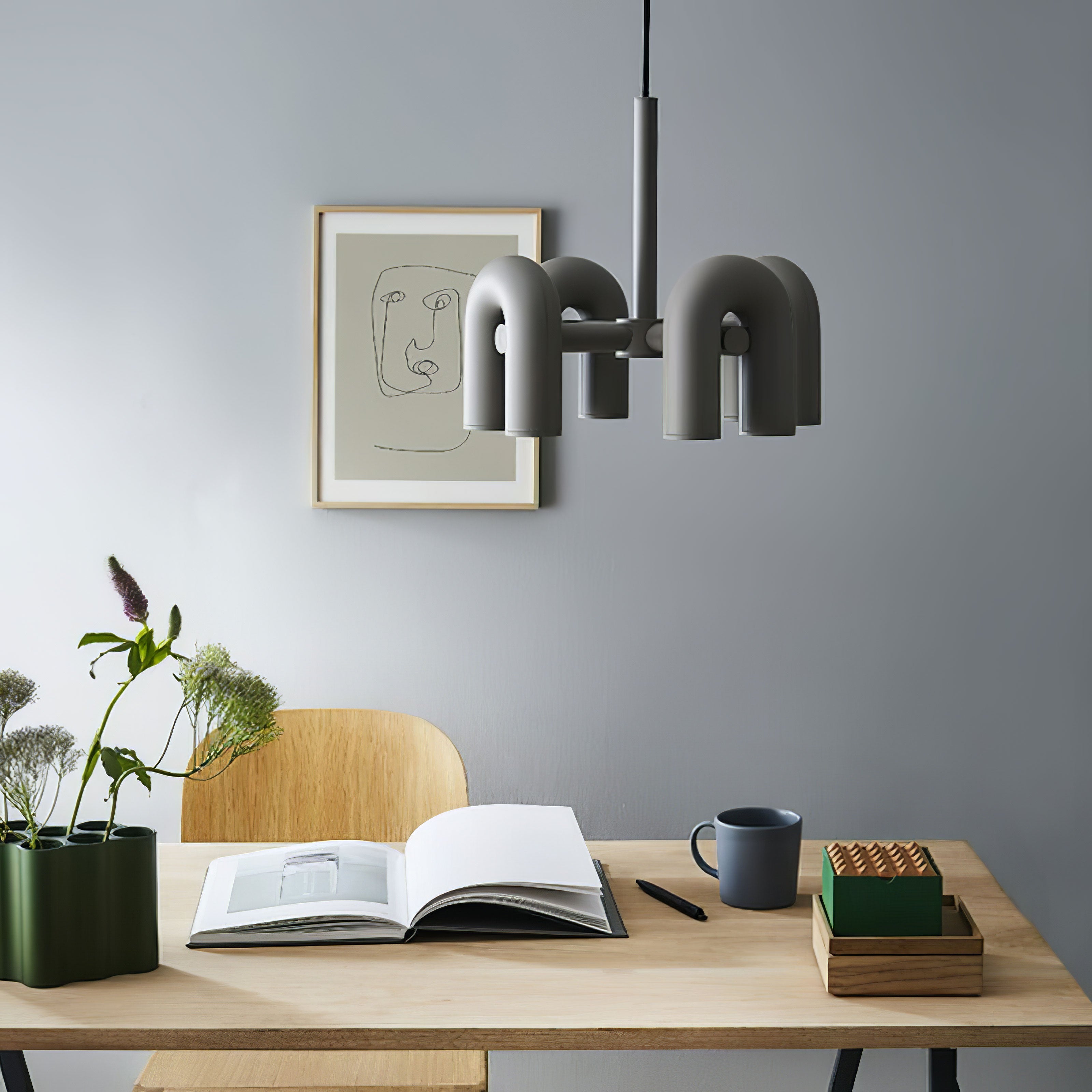 Aluminum U-Shape LED Chandelier 39.4 in Adjustable Ceiling Indoor Lighting Modern Modular Fixture for Living Room Dining Room Bedroom | Thomler