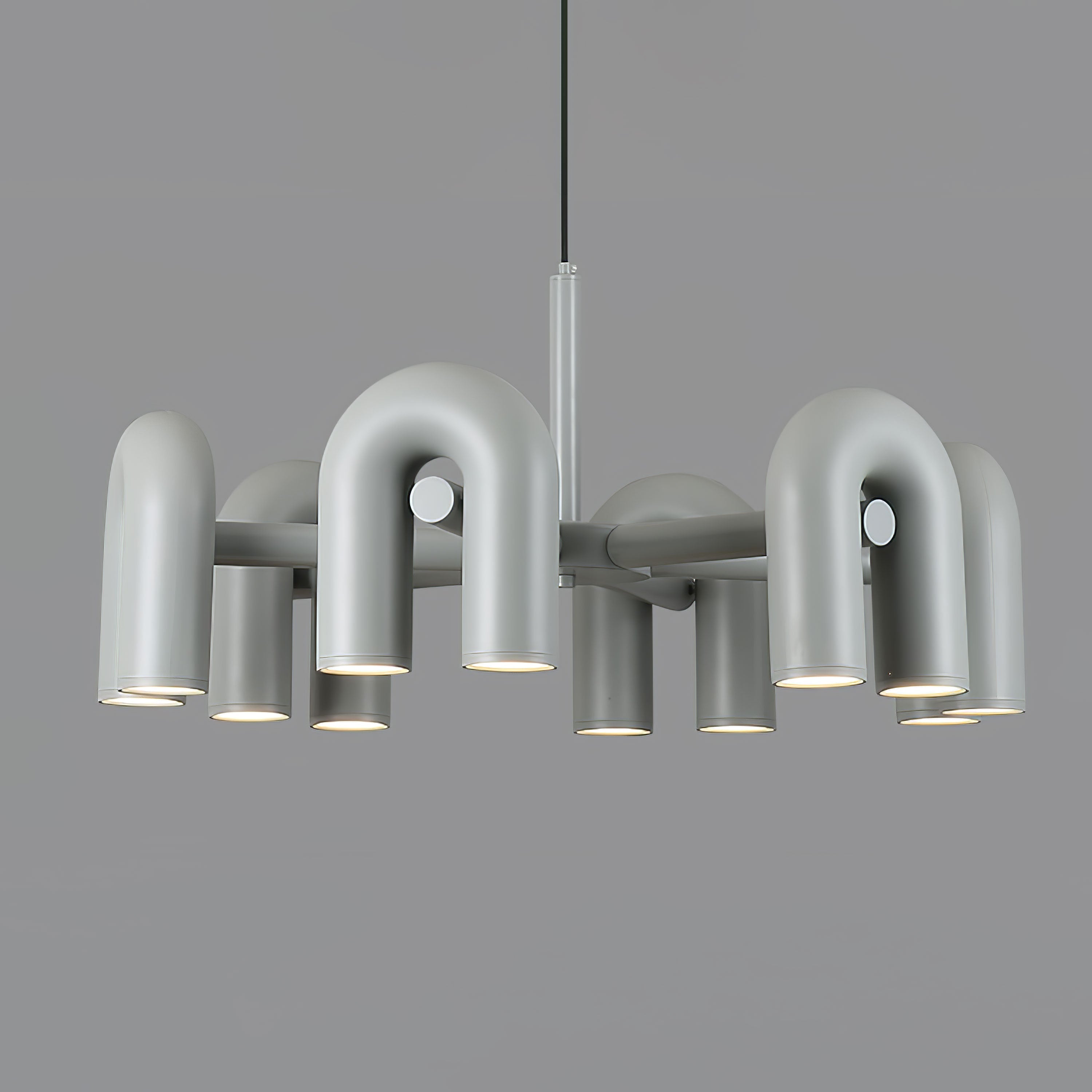 Aluminum U-Shape LED Chandelier 39.4 in Adjustable Ceiling Indoor Lighting Modern Modular Fixture for Living Room Dining Room Bedroom | Thomler