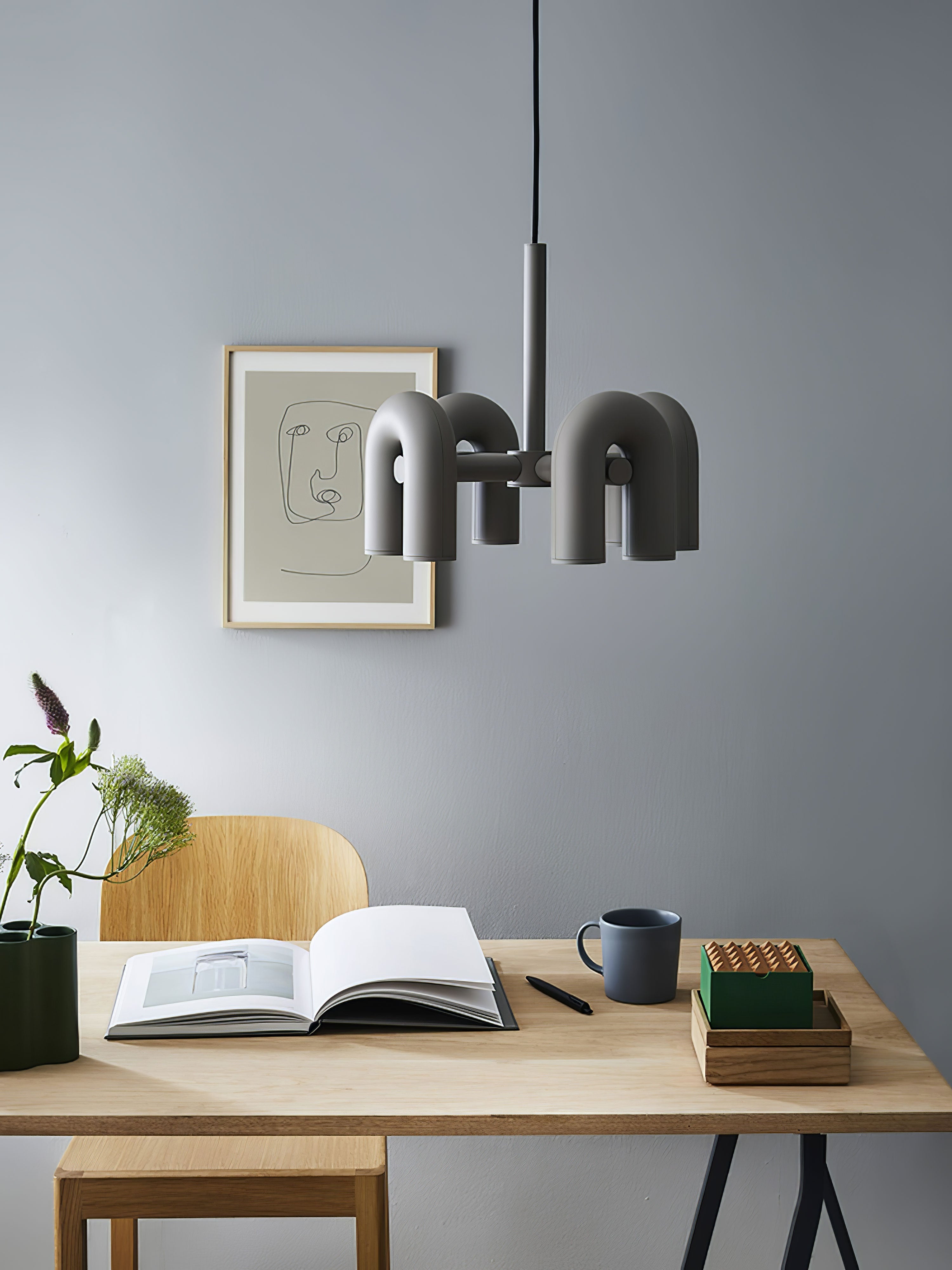 Aluminum U-Shape LED Chandelier 39.4 in Adjustable Ceiling Indoor Lighting Modern Modular Fixture for Living Room Dining Room Bedroom | Thomler