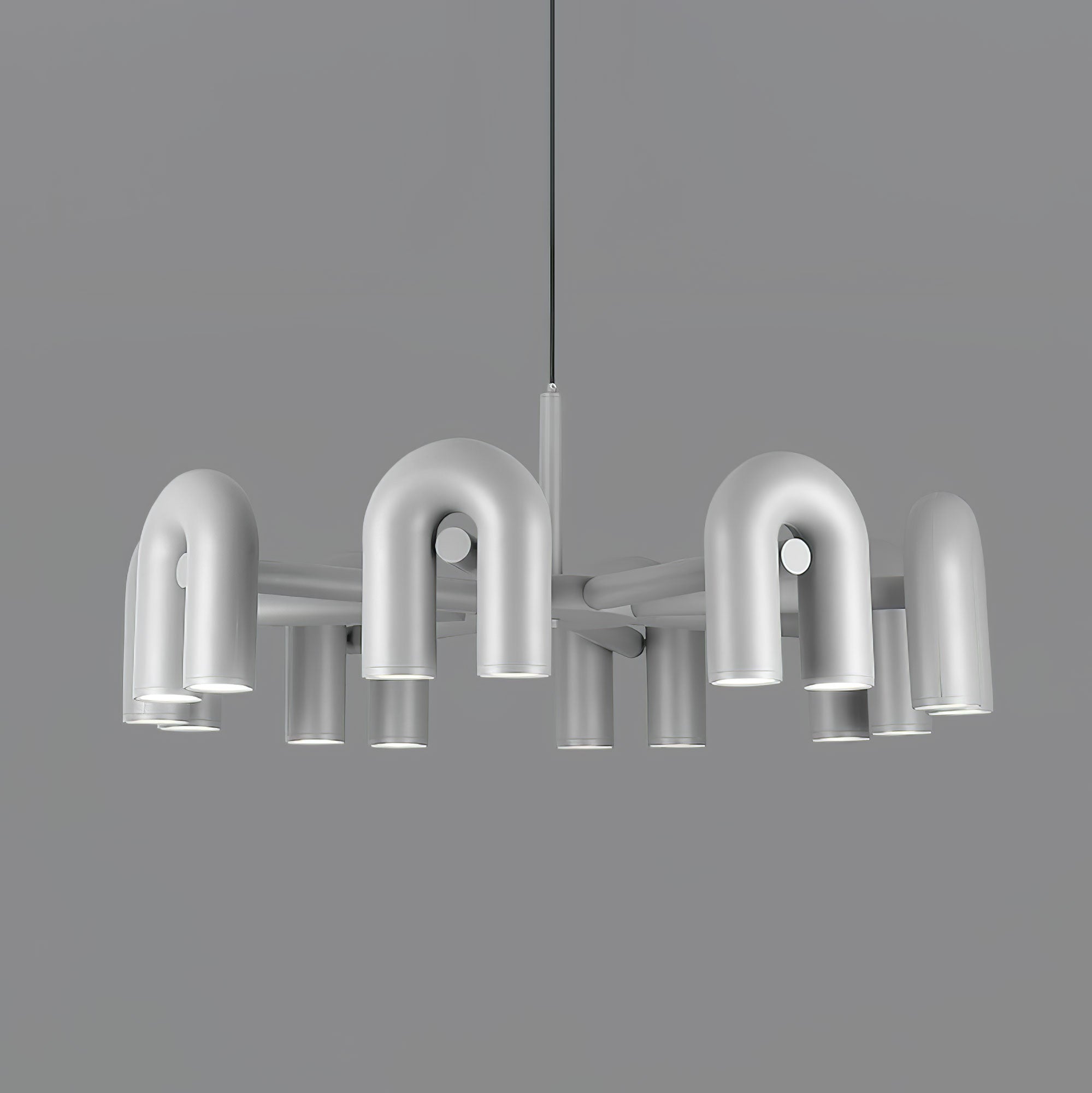 Aluminum U-Shape LED Chandelier 39.4 in Adjustable Ceiling Indoor Lighting Modern Modular Fixture for Living Room Dining Room Bedroom | Thomler