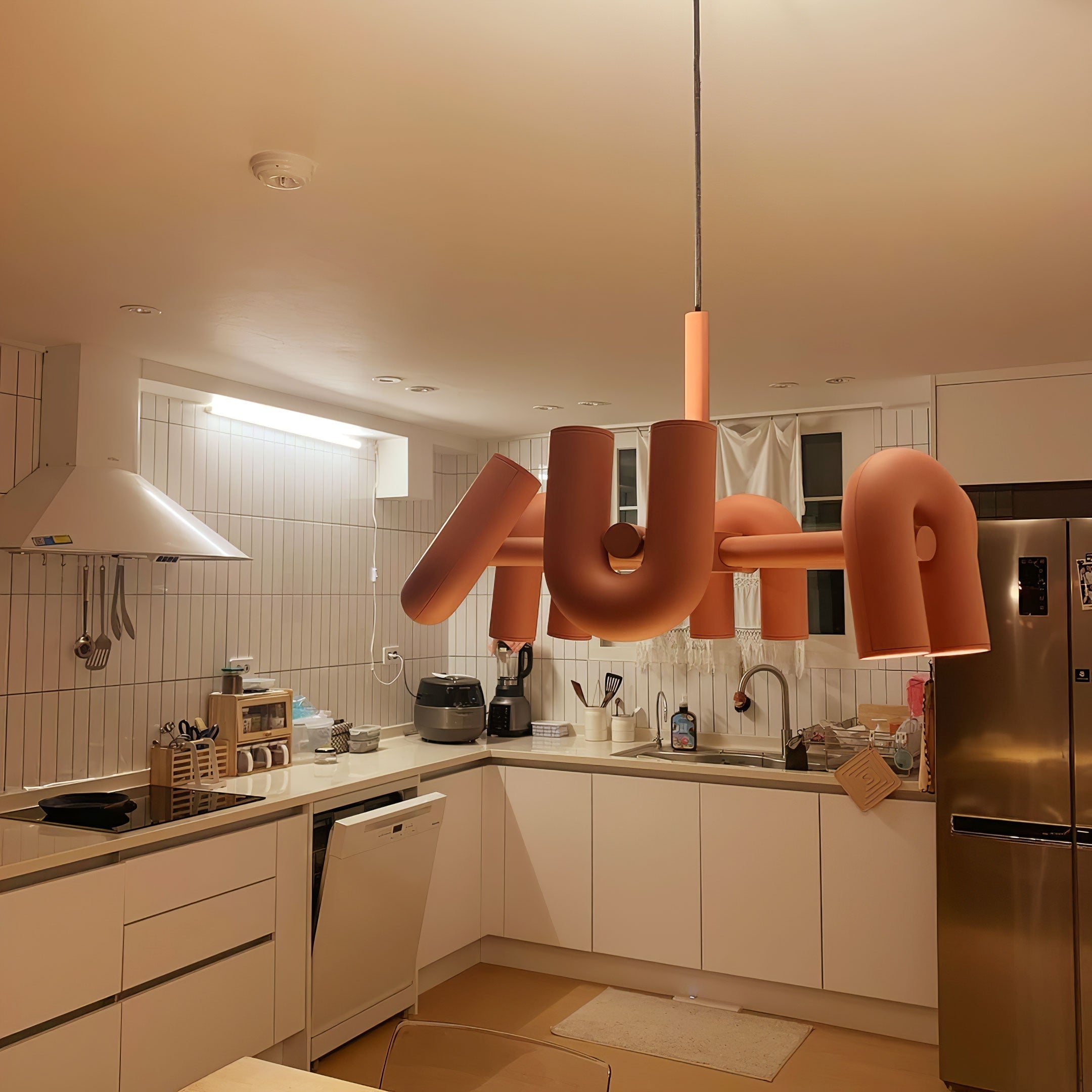 Aluminum U-Shape LED Chandelier 39.4 in Adjustable Ceiling Indoor Lighting Modern Modular Fixture for Living Room Dining Room Bedroom | Thomler