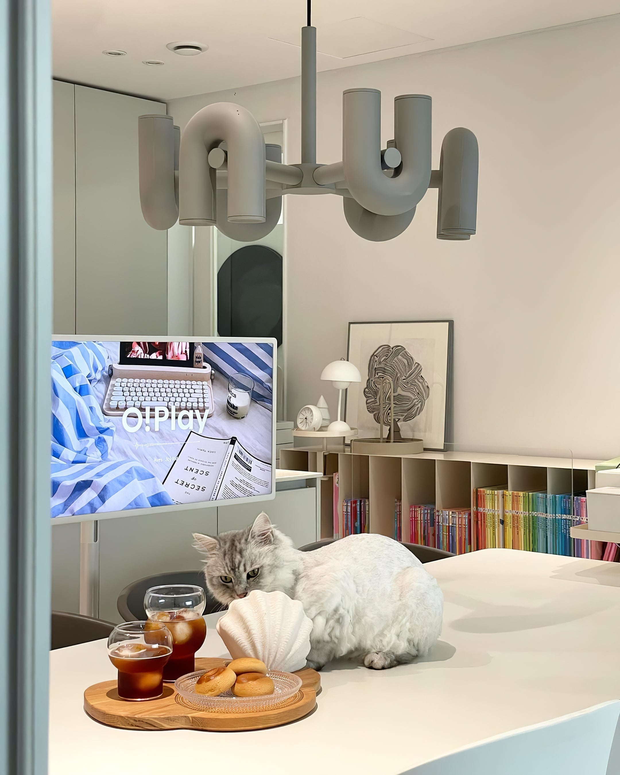 Aluminum U-Shape LED Chandelier 39.4 in Adjustable Ceiling Indoor Lighting Modern Modular Fixture for Living Room Dining Room Bedroom | Thomler