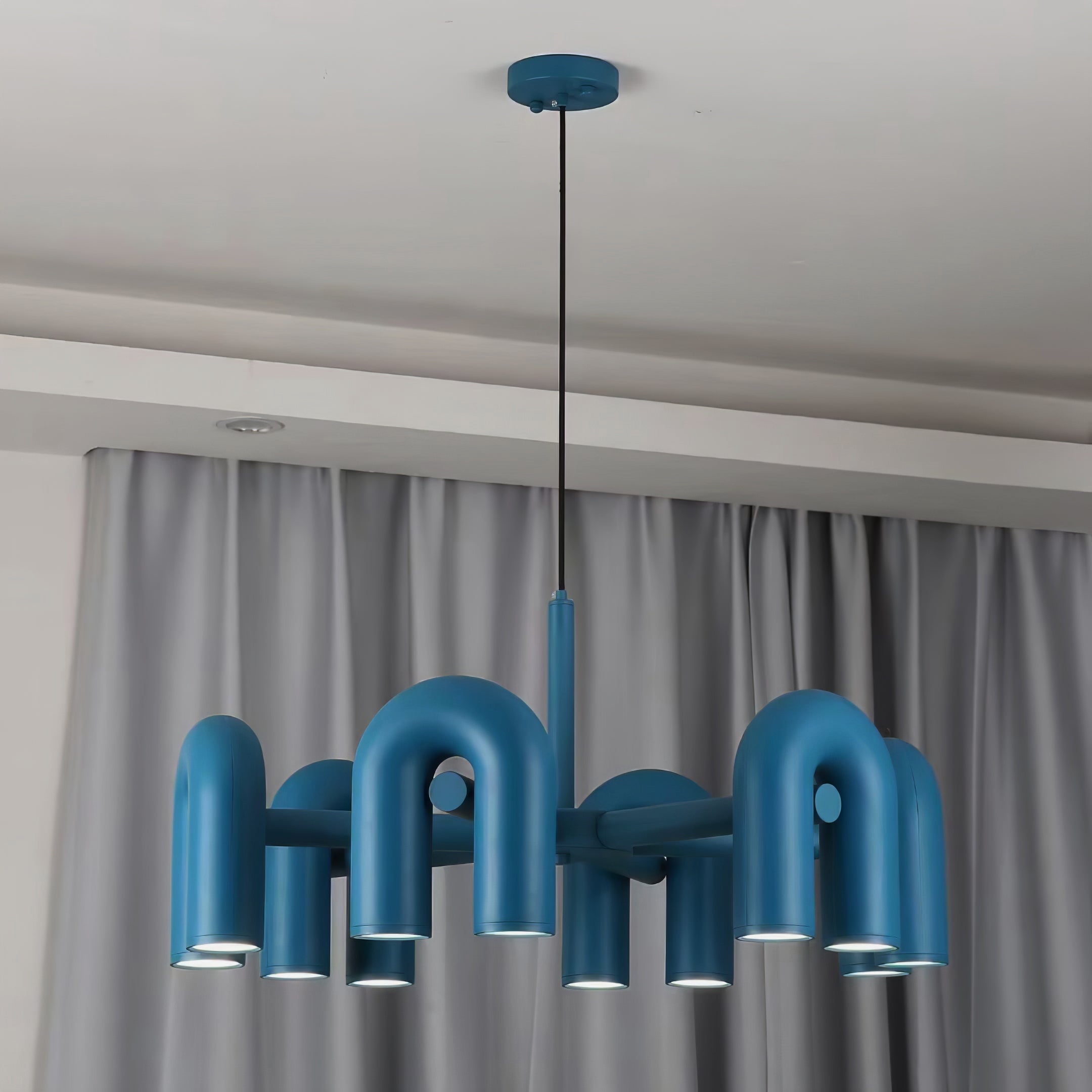 Aluminum U-Shape LED Chandelier 39.4 in Adjustable Ceiling Indoor Lighting Modern Modular Fixture for Living Room Dining Room Bedroom | Thomler