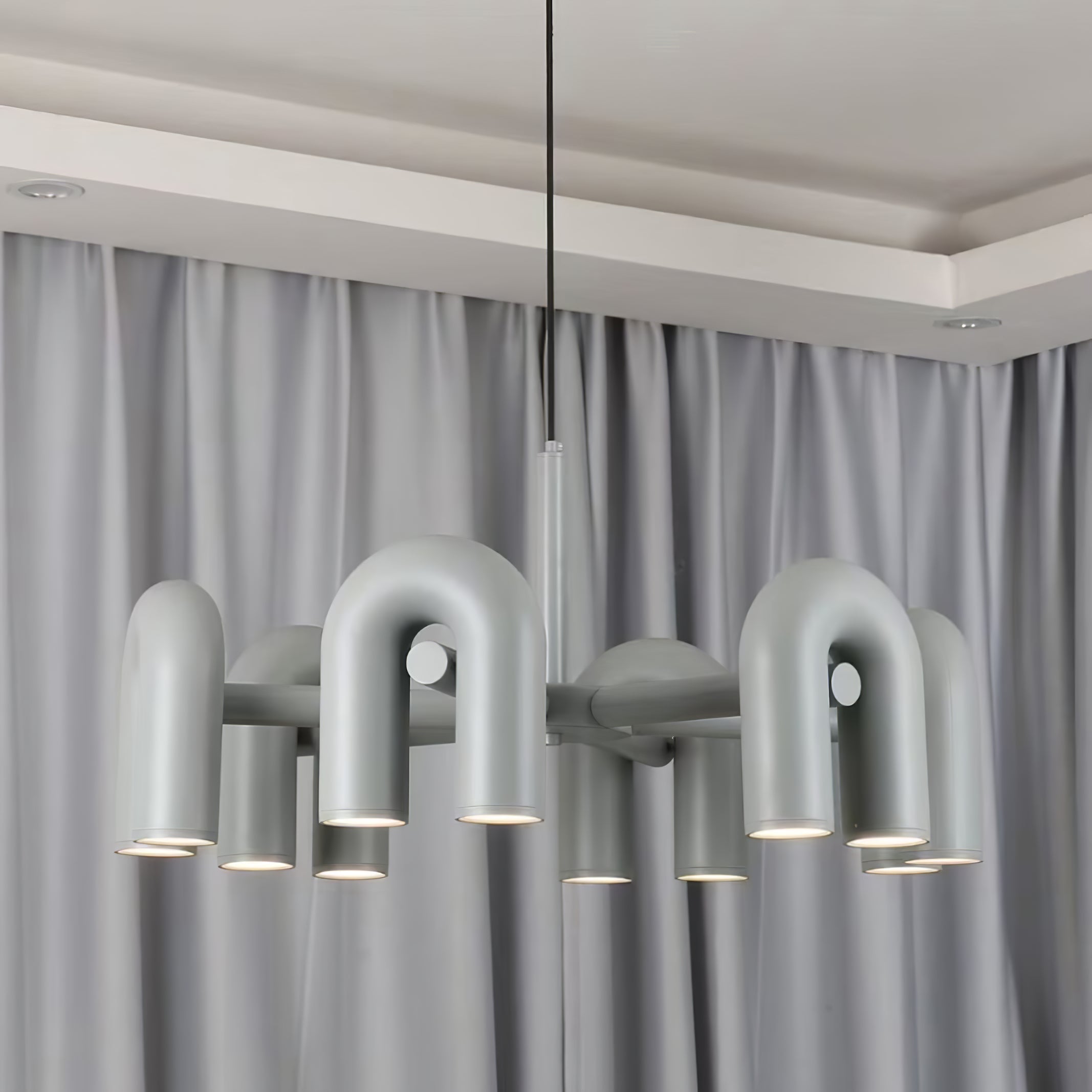 Aluminum U-Shape LED Chandelier 39.4 in Adjustable Ceiling Indoor Lighting Modern Modular Fixture for Living Room Dining Room Bedroom | Thomler