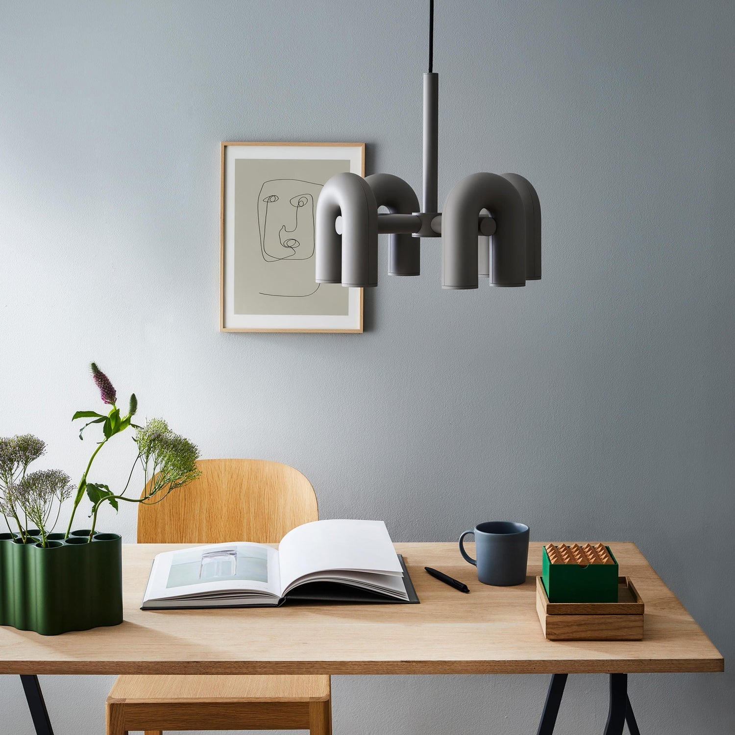 Aluminum U-Shape LED Chandelier 39.4 in Adjustable Ceiling Indoor Lighting Modern Modular Fixture for Living Room Dining Room Bedroom | Thomler