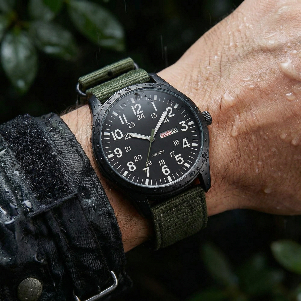 Men's Military Field Watch w/ Day Date Display & Nylon Band – Outdoor Adventure Timepiece | Thomler