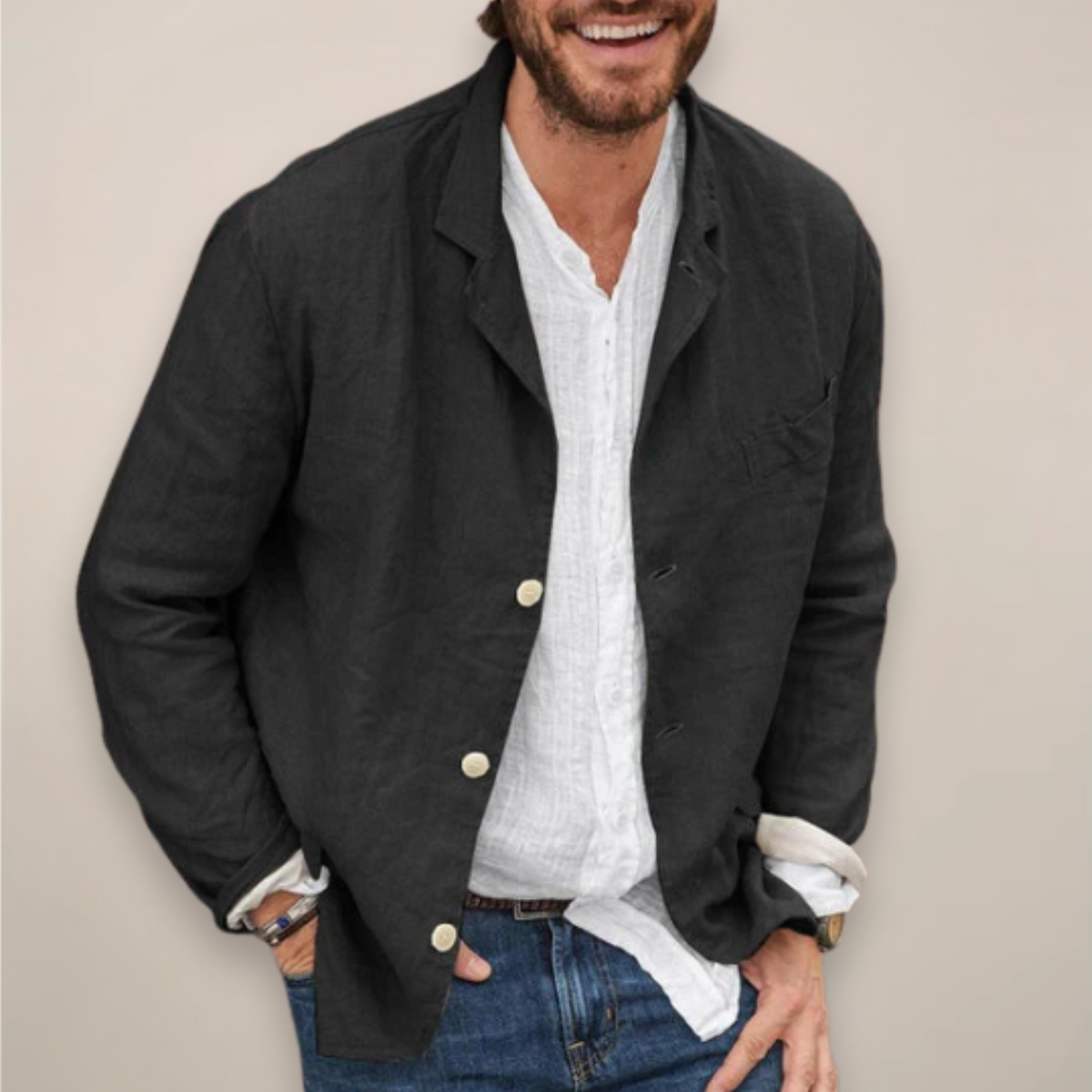 Breathable Linen Sport Coat for Men – Unstructured Summer Jacket with Patch Pocket – Lightweight Casual Blazer for Everyday | Thomler