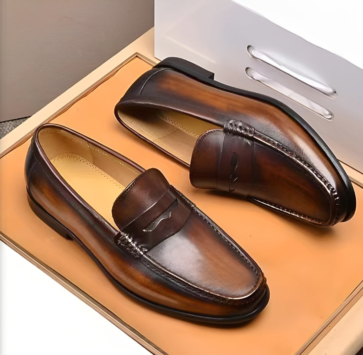 Leather Penny Loafer Shoes for Men – Professional Dress Shoes with Moc Toe & Easy Slip-On Style for Work, Office & Formal Events | Thomler
