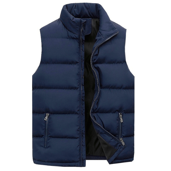 Men's Quilted Puffer Vest with Stand-Up Collar & Full Zipper for Layering | Thomler