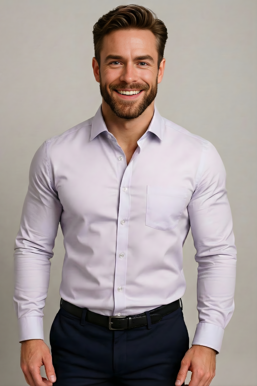 Men's Tailored Dress Shirt – Long Sleeve Button-Up with Front Pocket – Slim Silhouette for Office, Events & Smart Casual | Thomler