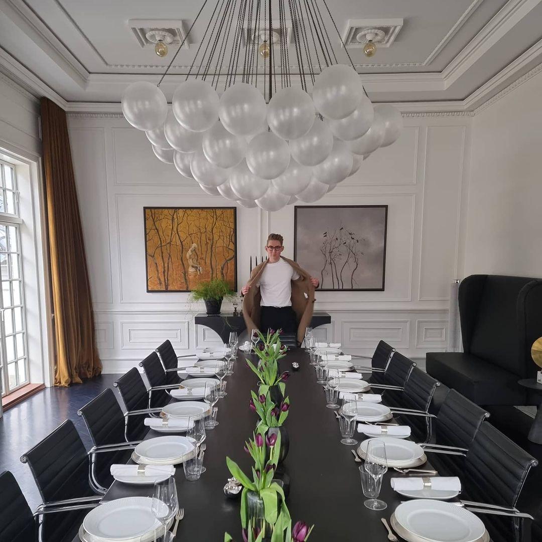 Frosted Glass Orb Chandelier 15.8 in x 33.5 in Indoor Ceiling Light 19-73 Heads Adjustable Modern Dining Room Living Room Pendant Fixture | Thomler