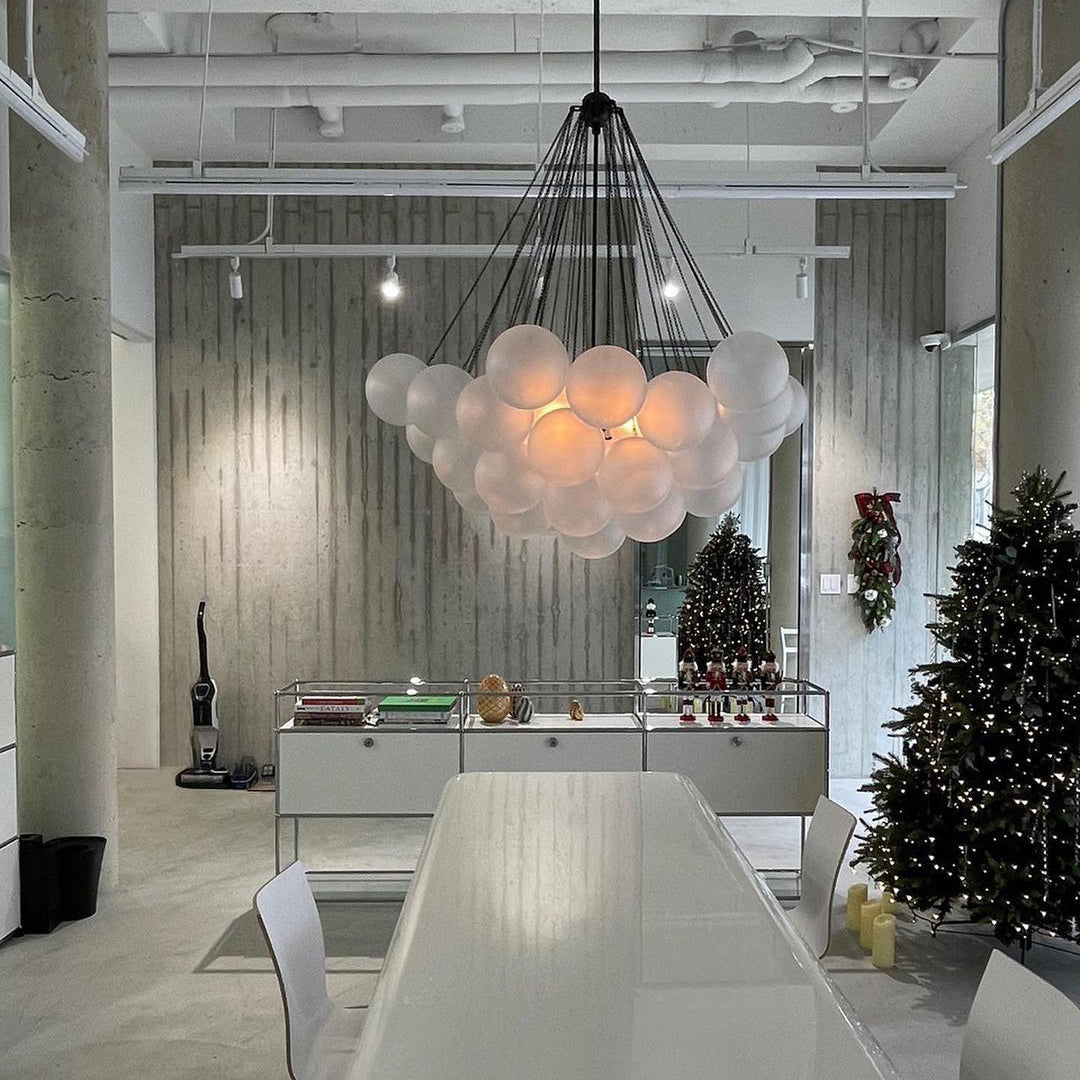 Pendant Light Frosted Glass Sphere Cluster Ø 80.0 cm Gold Dining Room Kitchen Island Cloud Chandelier Hanging Ceiling Light | Thomler
