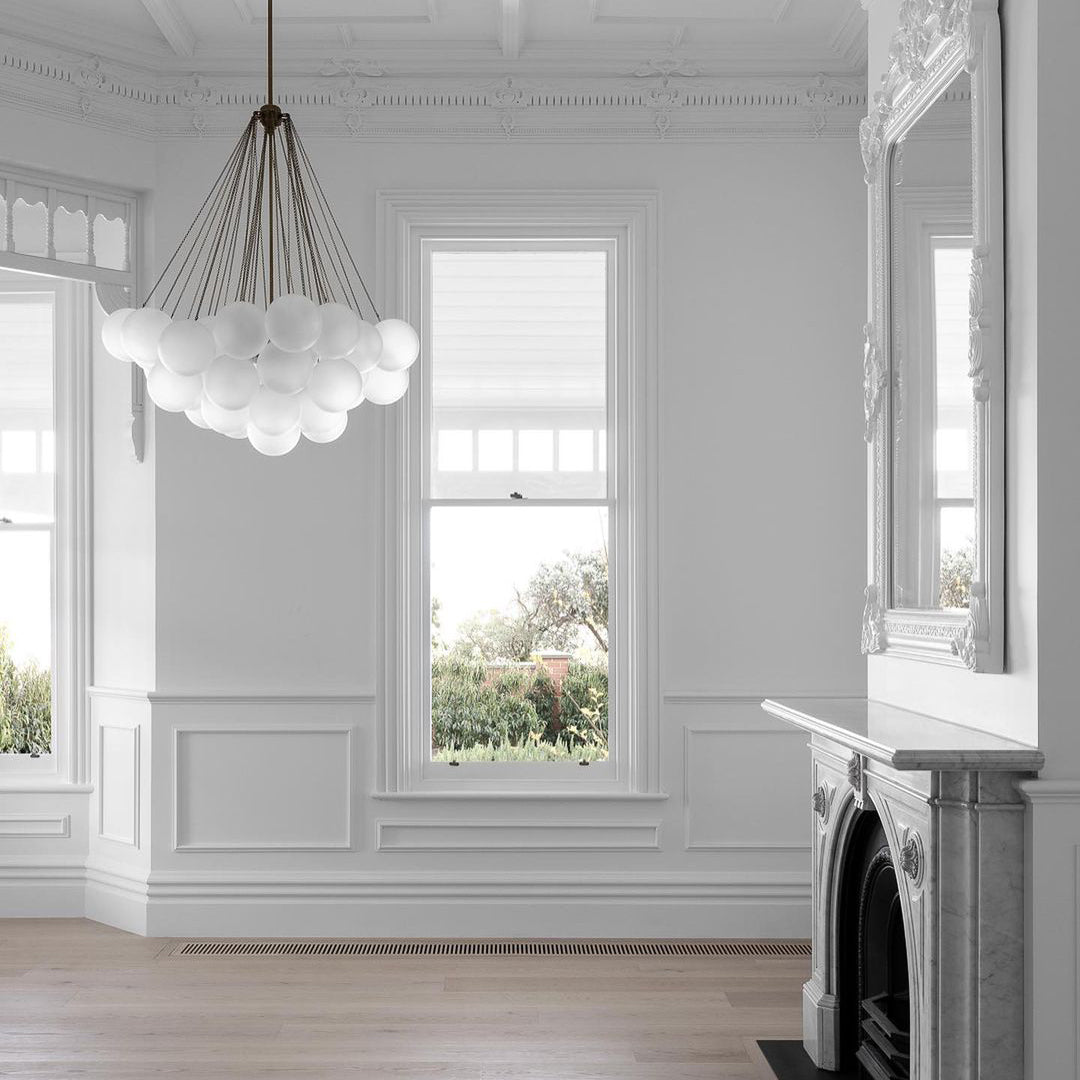 Pendant Light Frosted Glass Sphere Cluster Ø 80.0 cm Gold Dining Room Kitchen Island Cloud Chandelier Hanging Ceiling Light | Thomler