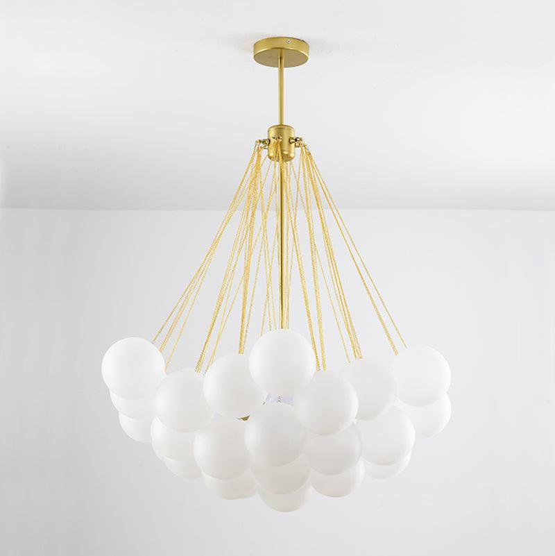 Frosted Glass Orb Chandelier 15.8 in x 33.5 in Indoor Ceiling Light 19-73 Heads Adjustable Modern Dining Room Living Room Pendant Fixture | Thomler