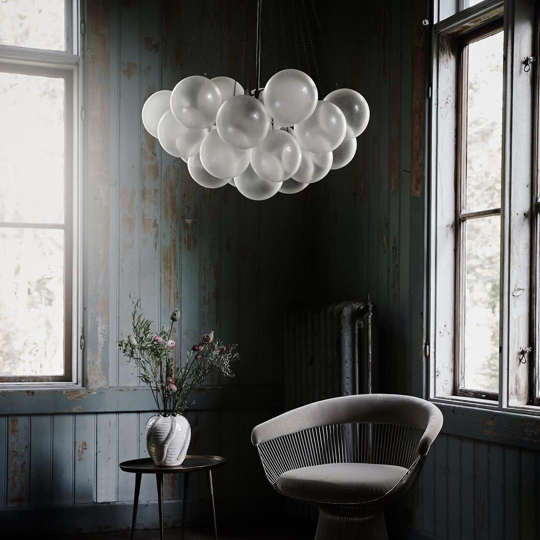 Pendant Light Frosted Glass Sphere Cluster Ø 80.0 cm Gold Dining Room Kitchen Island Cloud Chandelier Hanging Ceiling Light | Thomler