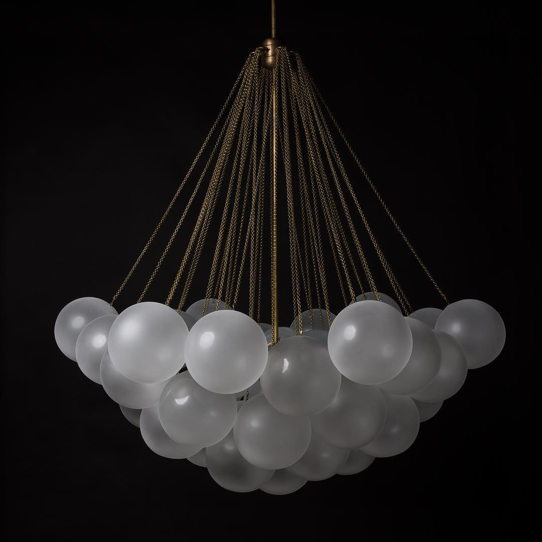 Pendant Light Frosted Glass Sphere Cluster Ø 80.0 cm Gold Dining Room Kitchen Island Cloud Chandelier Hanging Ceiling Light | Thomler