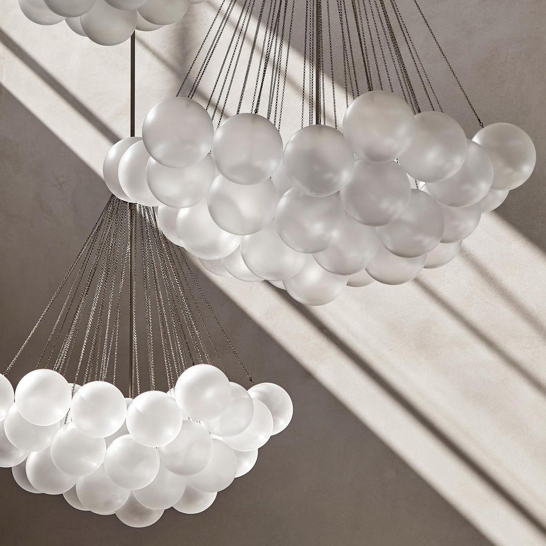 Pendant Light Frosted Glass Sphere Cluster Ø 80.0 cm Gold Dining Room Kitchen Island Cloud Chandelier Hanging Ceiling Light | Thomler