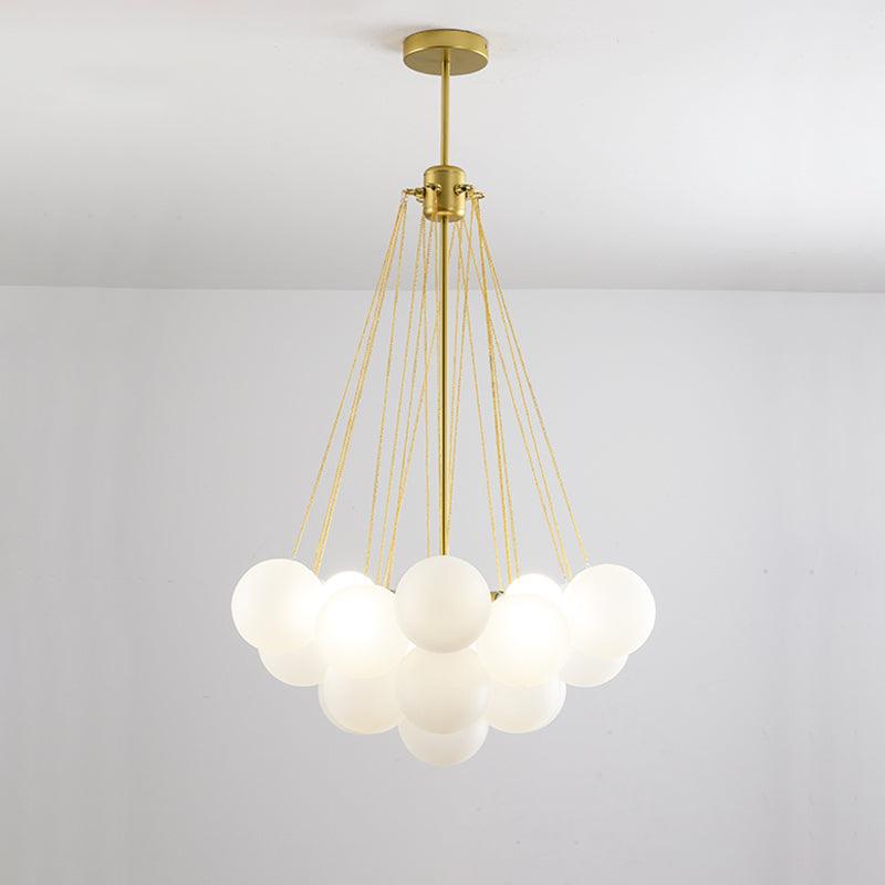 Frosted Glass Orb Chandelier 15.8 in x 33.5 in Indoor Ceiling Light 19-73 Heads Adjustable Modern Dining Room Living Room Pendant Fixture | Thomler