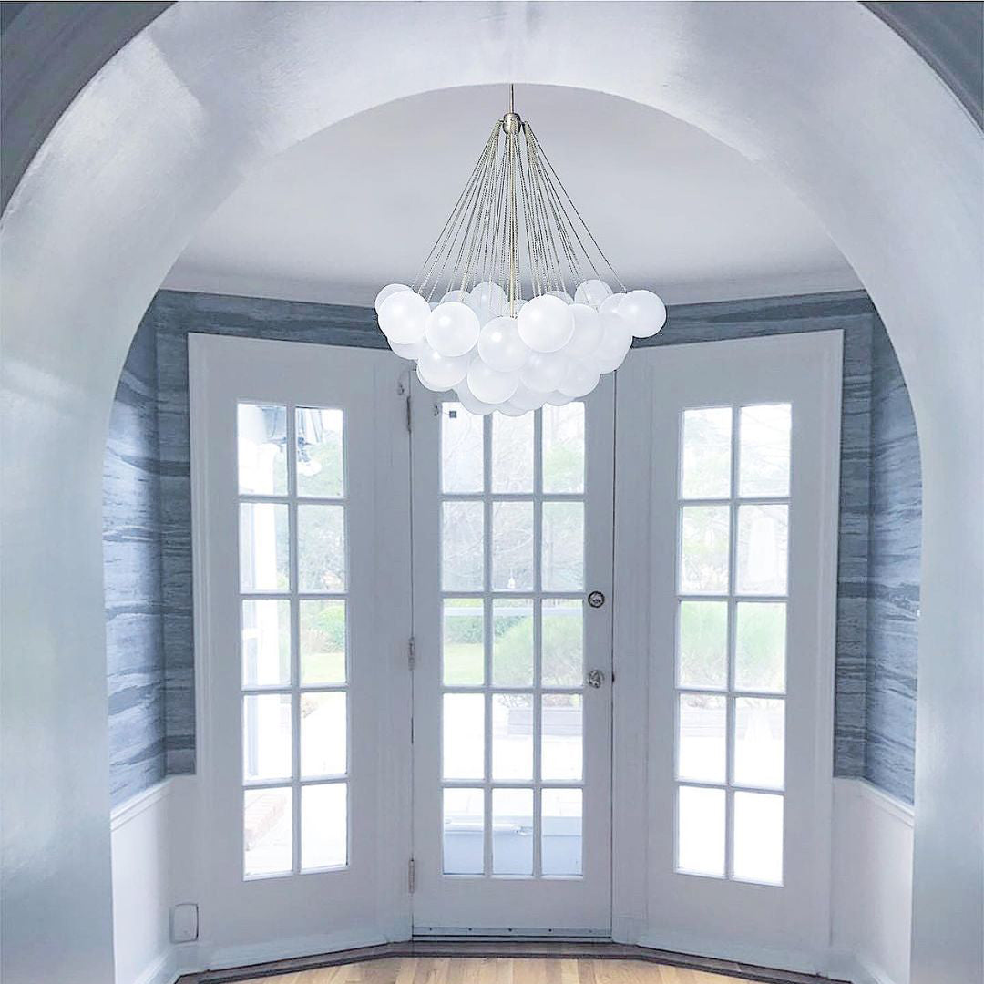 Pendant Light Frosted Glass Sphere Cluster Ø 80.0 cm Gold Dining Room Kitchen Island Cloud Chandelier Hanging Ceiling Light | Thomler