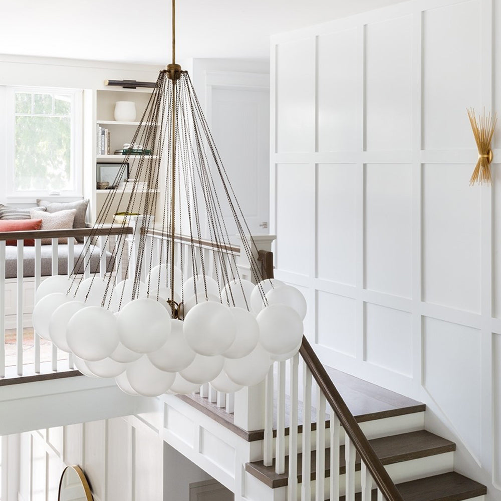 Pendant Light Frosted Glass Sphere Cluster Ø 80.0 cm Gold Dining Room Kitchen Island Cloud Chandelier Hanging Ceiling Light | Thomler
