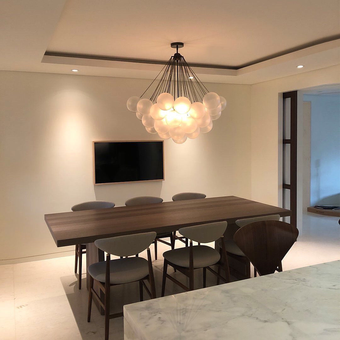 Pendant Light Frosted Glass Sphere Cluster Ø 80.0 cm Gold Dining Room Kitchen Island Cloud Chandelier Hanging Ceiling Light | Thomler