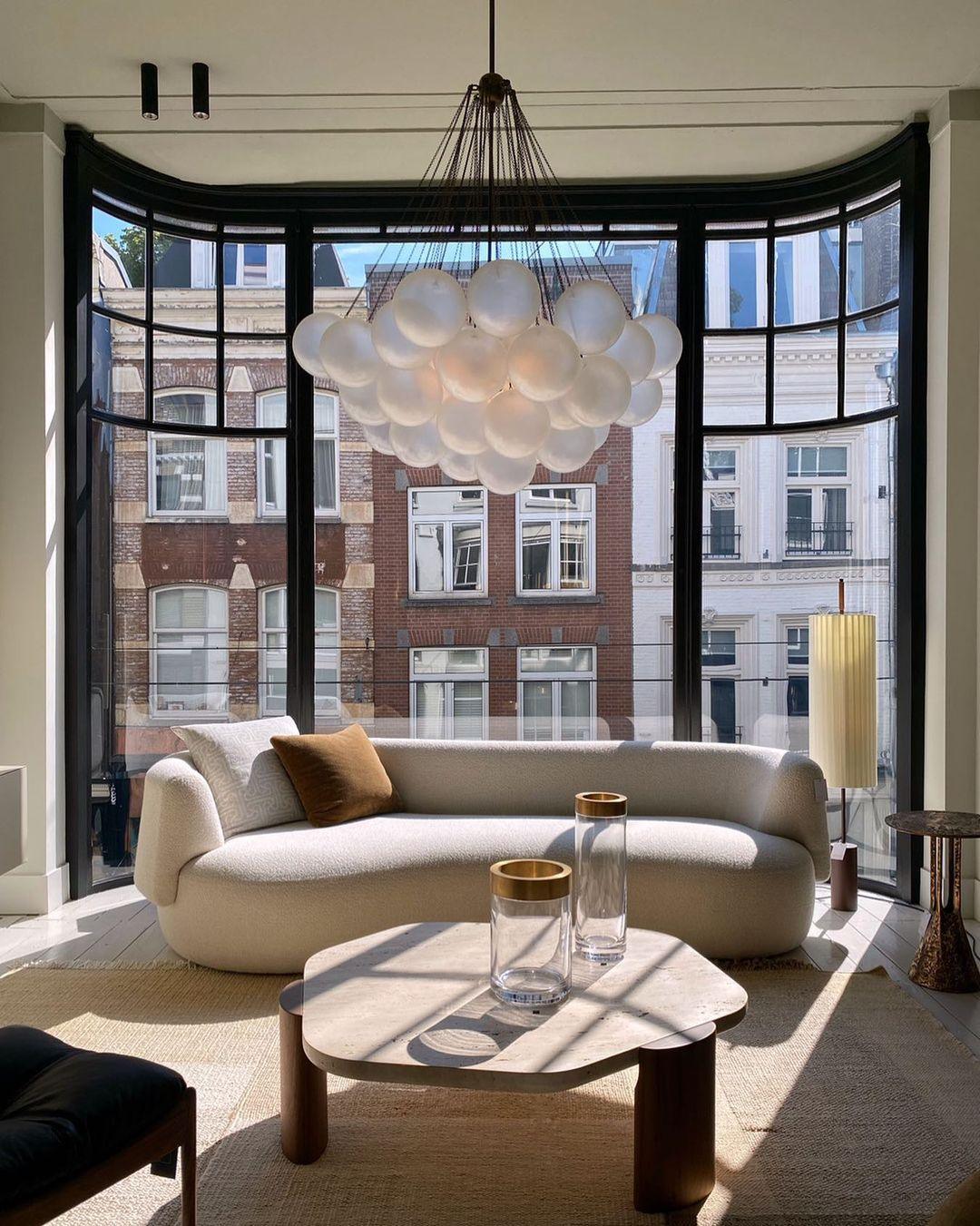 Frosted Glass Orb Chandelier 15.8 in x 33.5 in Indoor Ceiling Light 19-73 Heads Adjustable Modern Dining Room Living Room Pendant Fixture | Thomler