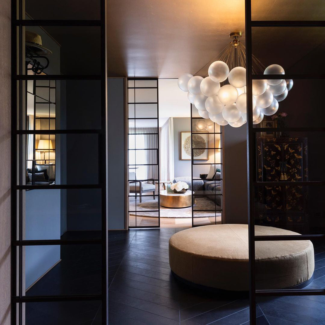 Pendant Light Frosted Glass Sphere Cluster Ø 80.0 cm Gold Dining Room Kitchen Island Cloud Chandelier Hanging Ceiling Light | Thomler