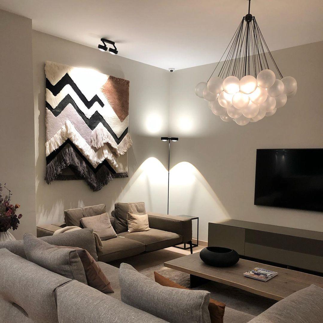 Frosted Glass Orb Chandelier 15.8 in x 33.5 in Indoor Ceiling Light 19-73 Heads Adjustable Modern Dining Room Living Room Pendant Fixture | Thomler