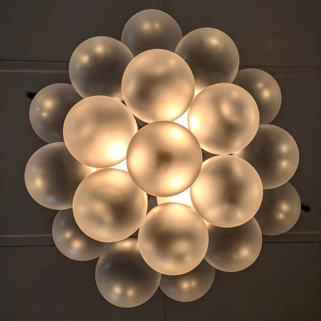 Pendant Light Frosted Glass Sphere Cluster Ø 80.0 cm Gold Dining Room Kitchen Island Cloud Chandelier Hanging Ceiling Light | Thomler