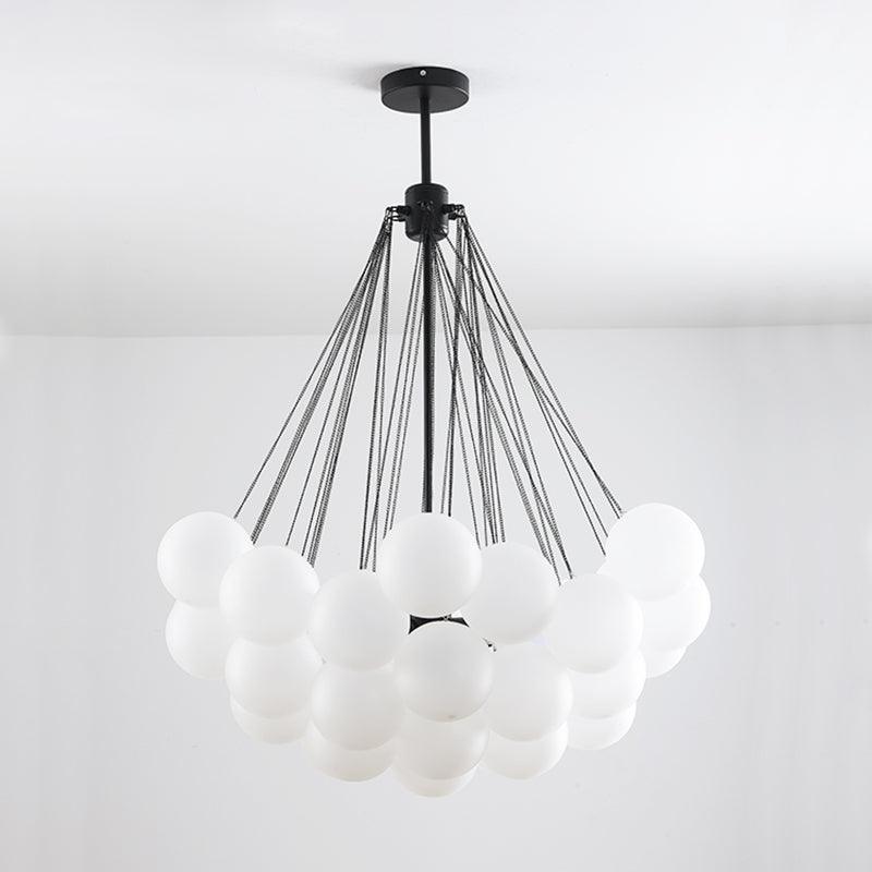 Frosted Glass Orb Chandelier 15.8 in x 33.5 in Indoor Ceiling Light 19-73 Heads Adjustable Modern Dining Room Living Room Pendant Fixture | Thomler