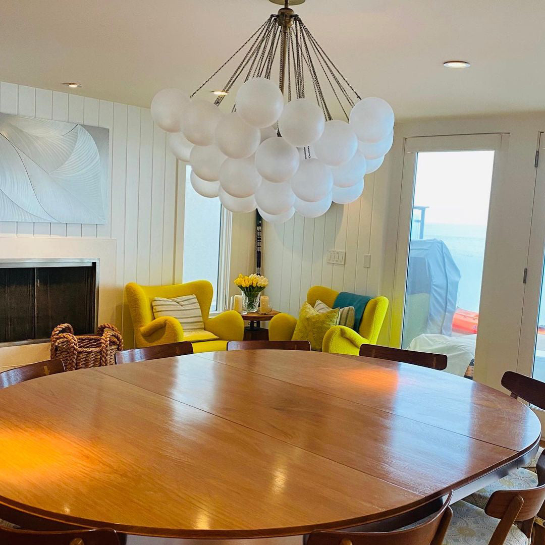 Pendant Light Frosted Glass Sphere Cluster Ø 80.0 cm Gold Dining Room Kitchen Island Cloud Chandelier Hanging Ceiling Light | Thomler