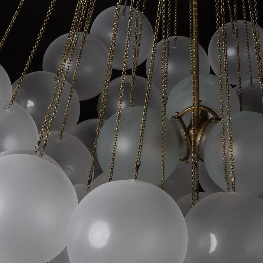 Frosted Glass Orb Chandelier 15.8 in x 33.5 in Indoor Ceiling Light 19-73 Heads Adjustable Modern Dining Room Living Room Pendant Fixture | Thomler