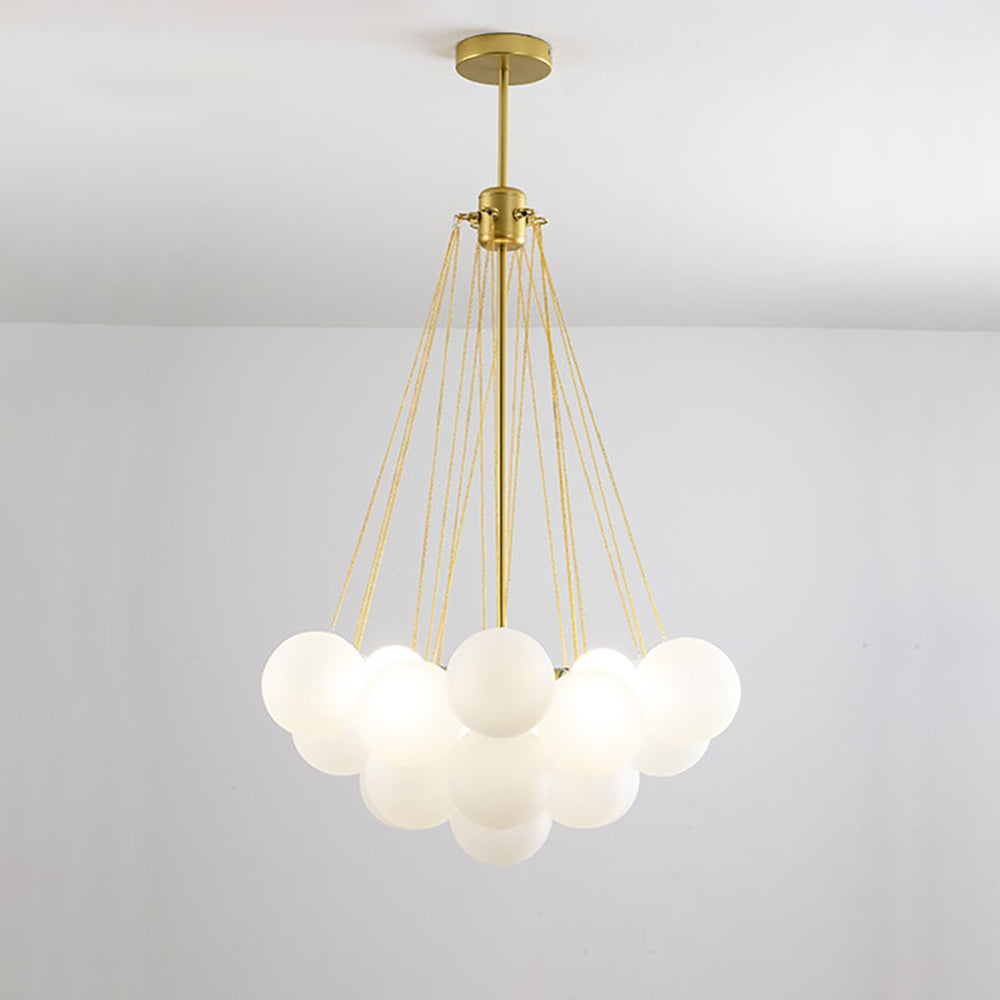 Pendant Light Frosted Glass Sphere Cluster Ø 80.0 cm Gold Dining Room Kitchen Island Cloud Chandelier Hanging Ceiling Light | Thomler