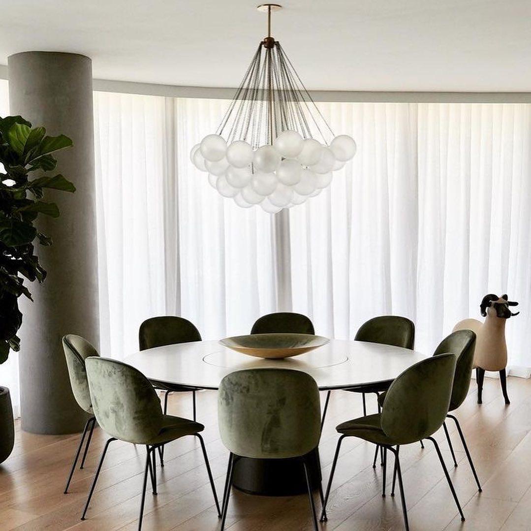 Frosted Glass Orb Chandelier 15.8 in x 33.5 in Indoor Ceiling Light 19-73 Heads Adjustable Modern Dining Room Living Room Pendant Fixture | Thomler