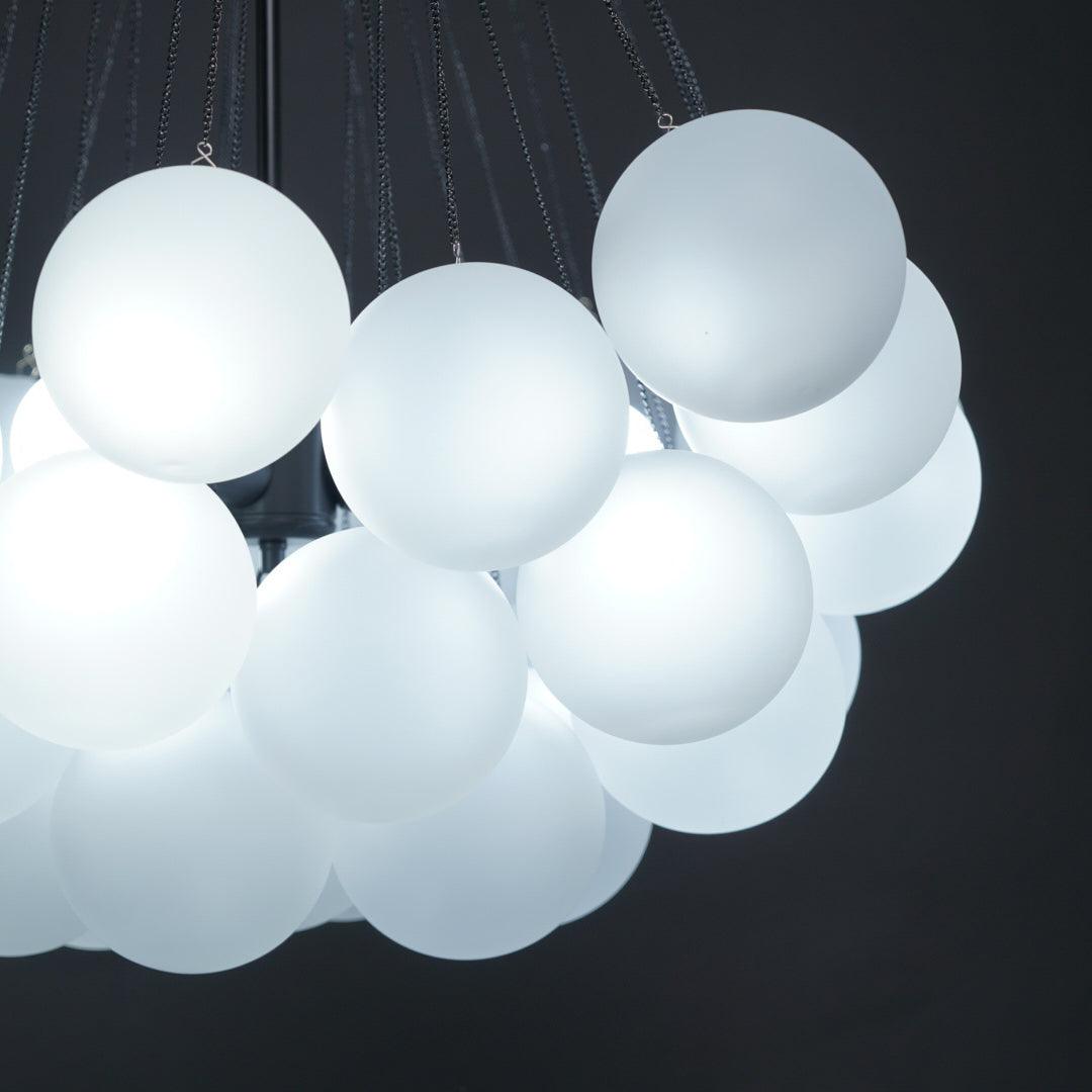 Frosted Glass Orb Chandelier 15.8 in x 33.5 in Indoor Ceiling Light 19-73 Heads Adjustable Modern Dining Room Living Room Pendant Fixture | Thomler