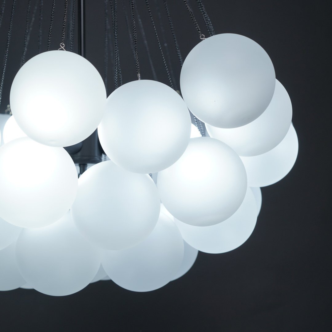 Pendant Light Frosted Glass Sphere Cluster Ø 80.0 cm Gold Dining Room Kitchen Island Cloud Chandelier Hanging Ceiling Light | Thomler