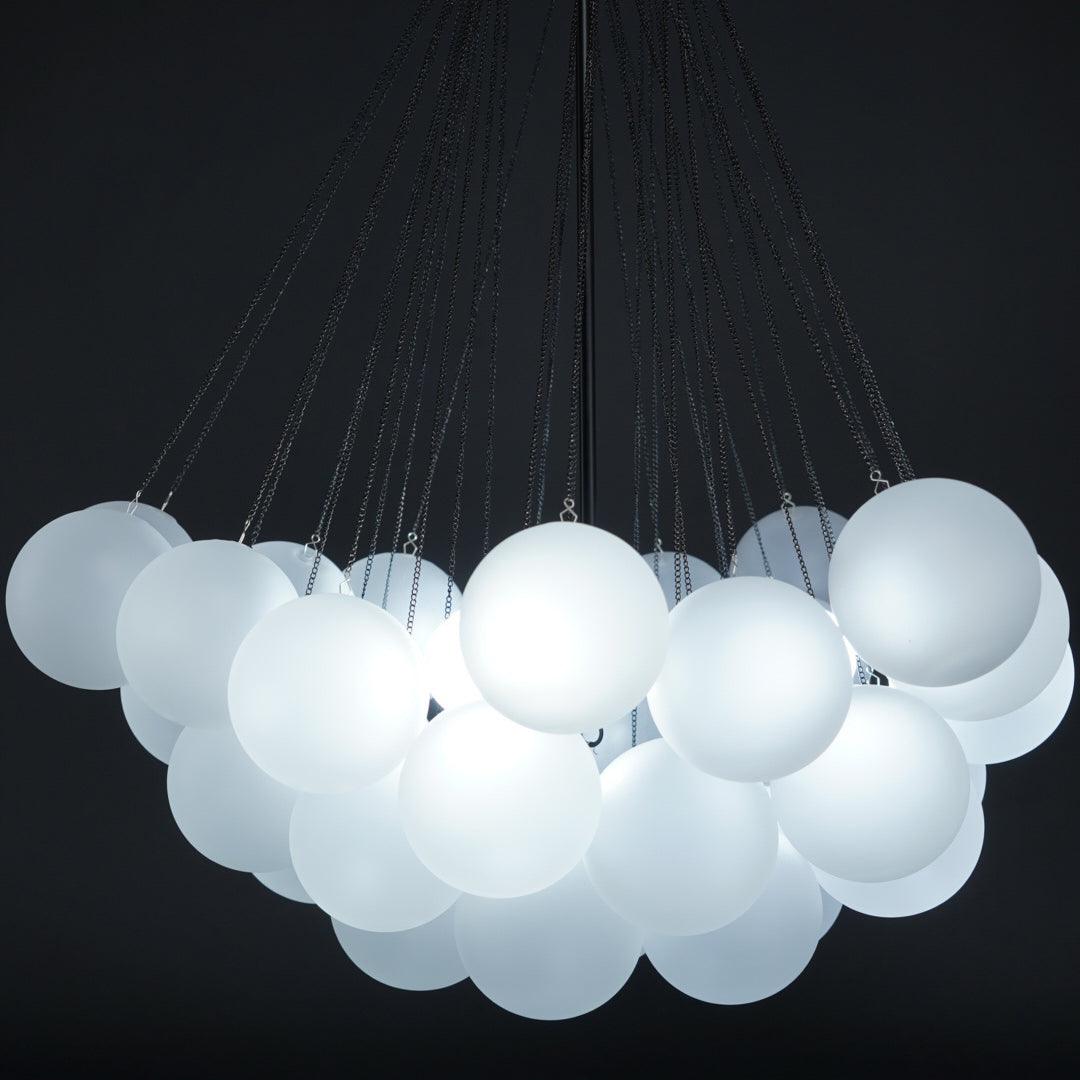 Frosted Glass Orb Chandelier 15.8 in x 33.5 in Indoor Ceiling Light 19-73 Heads Adjustable Modern Dining Room Living Room Pendant Fixture | Thomler