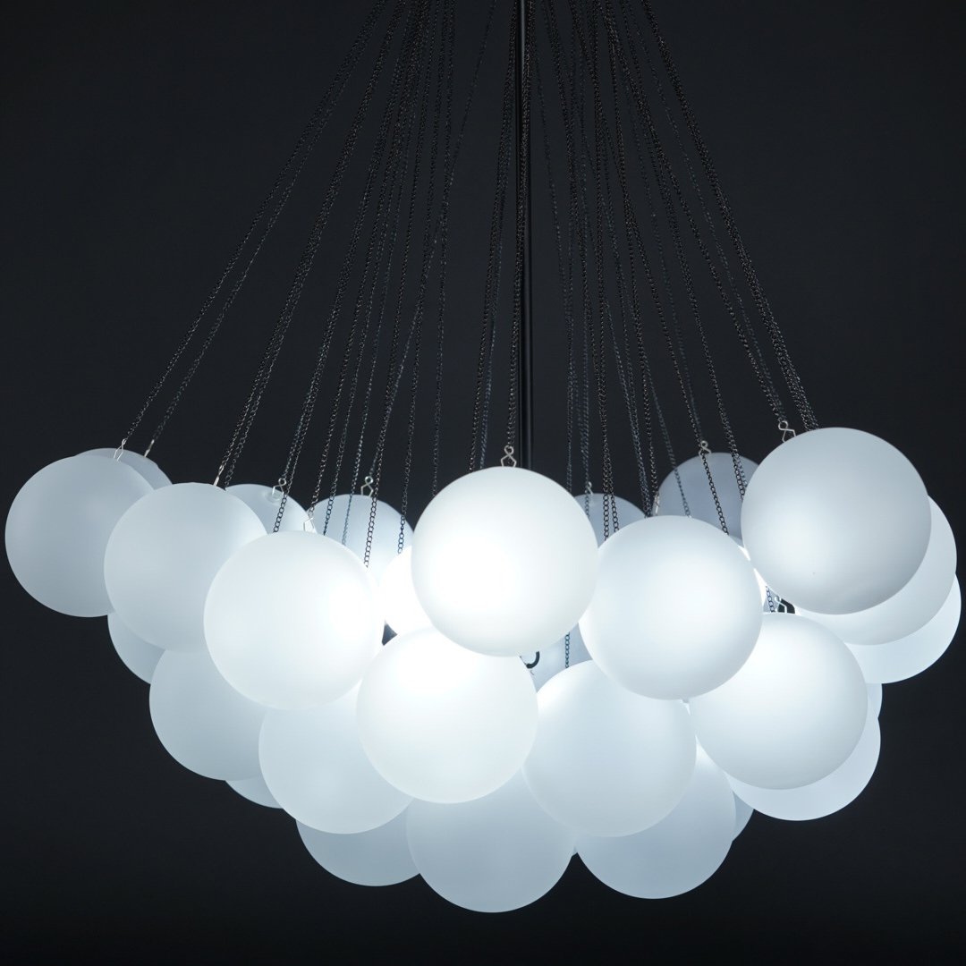 Pendant Light Frosted Glass Sphere Cluster Ø 80.0 cm Gold Dining Room Kitchen Island Cloud Chandelier Hanging Ceiling Light | Thomler