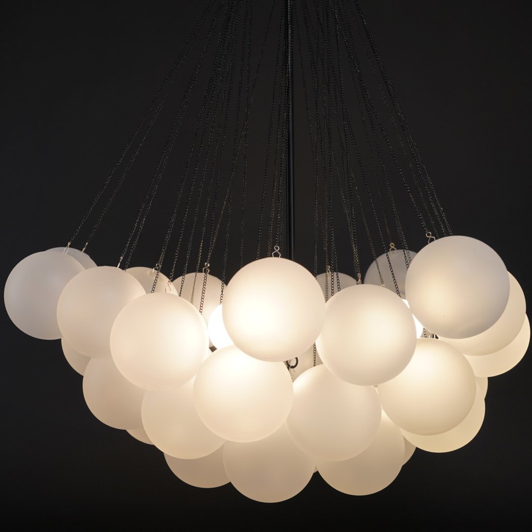Pendant Light Frosted Glass Sphere Cluster Ø 80.0 cm Gold Dining Room Kitchen Island Cloud Chandelier Hanging Ceiling Light | Thomler