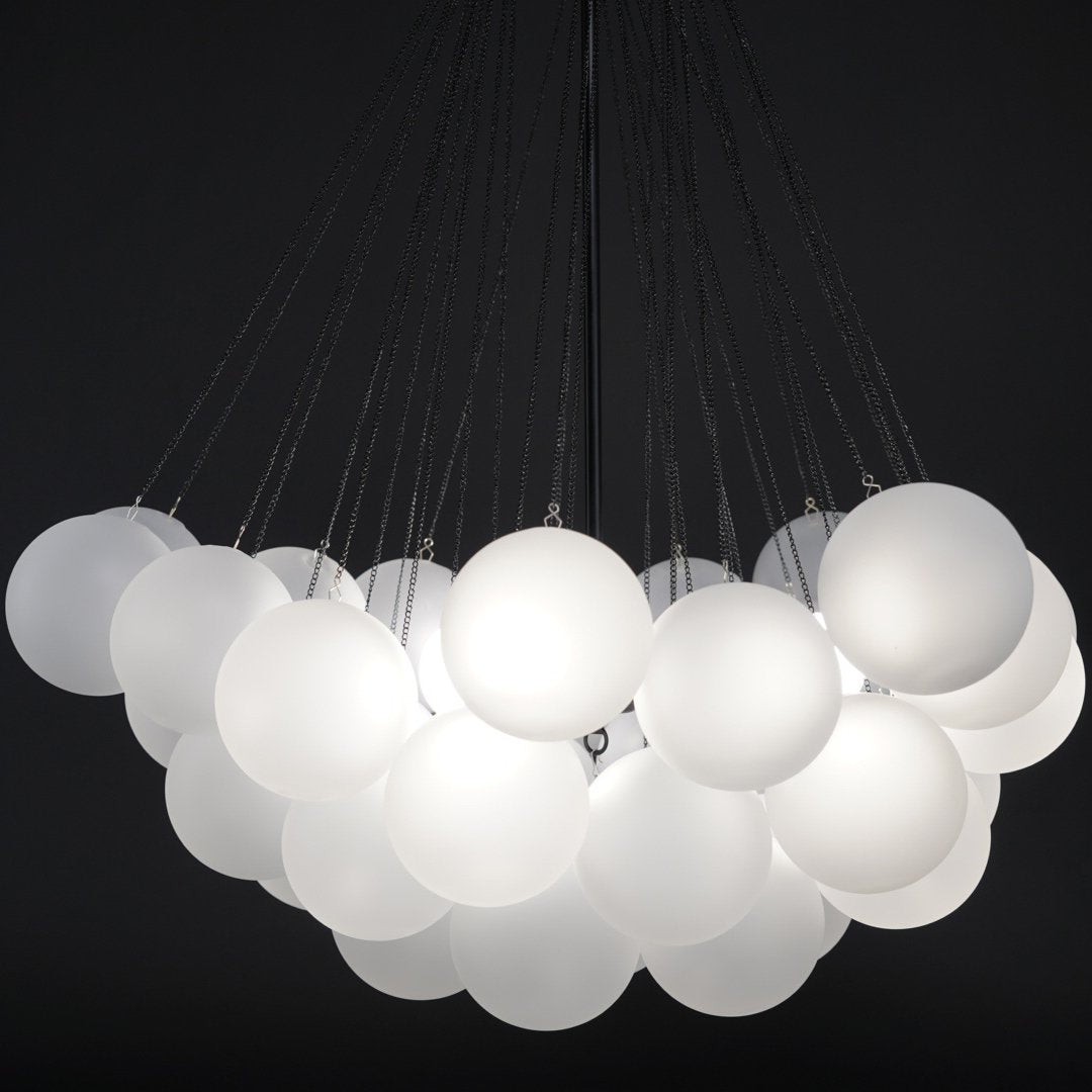 Pendant Light Frosted Glass Sphere Cluster Ø 80.0 cm Gold Dining Room Kitchen Island Cloud Chandelier Hanging Ceiling Light | Thomler