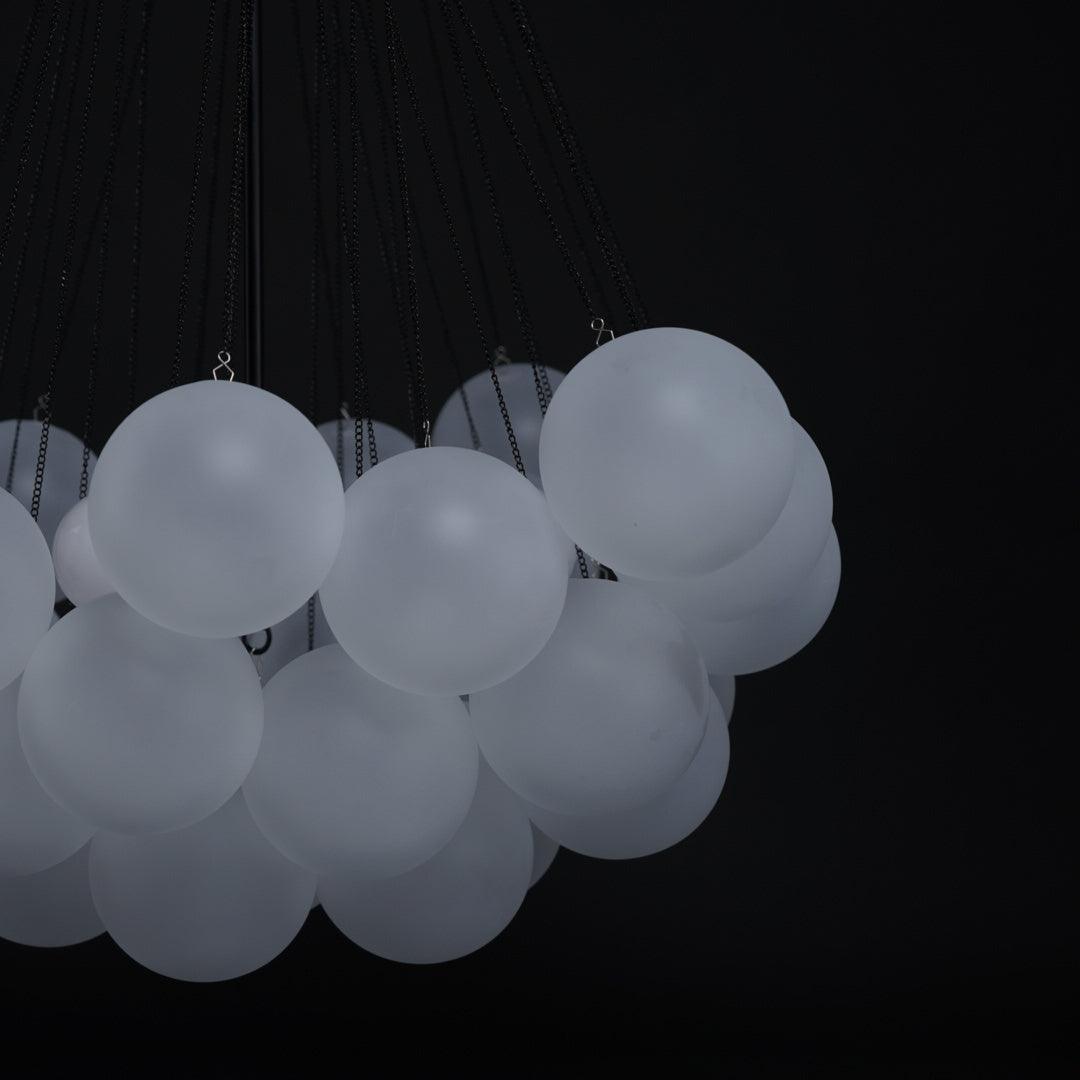 Frosted Glass Orb Chandelier 15.8 in x 33.5 in Indoor Ceiling Light 19-73 Heads Adjustable Modern Dining Room Living Room Pendant Fixture | Thomler