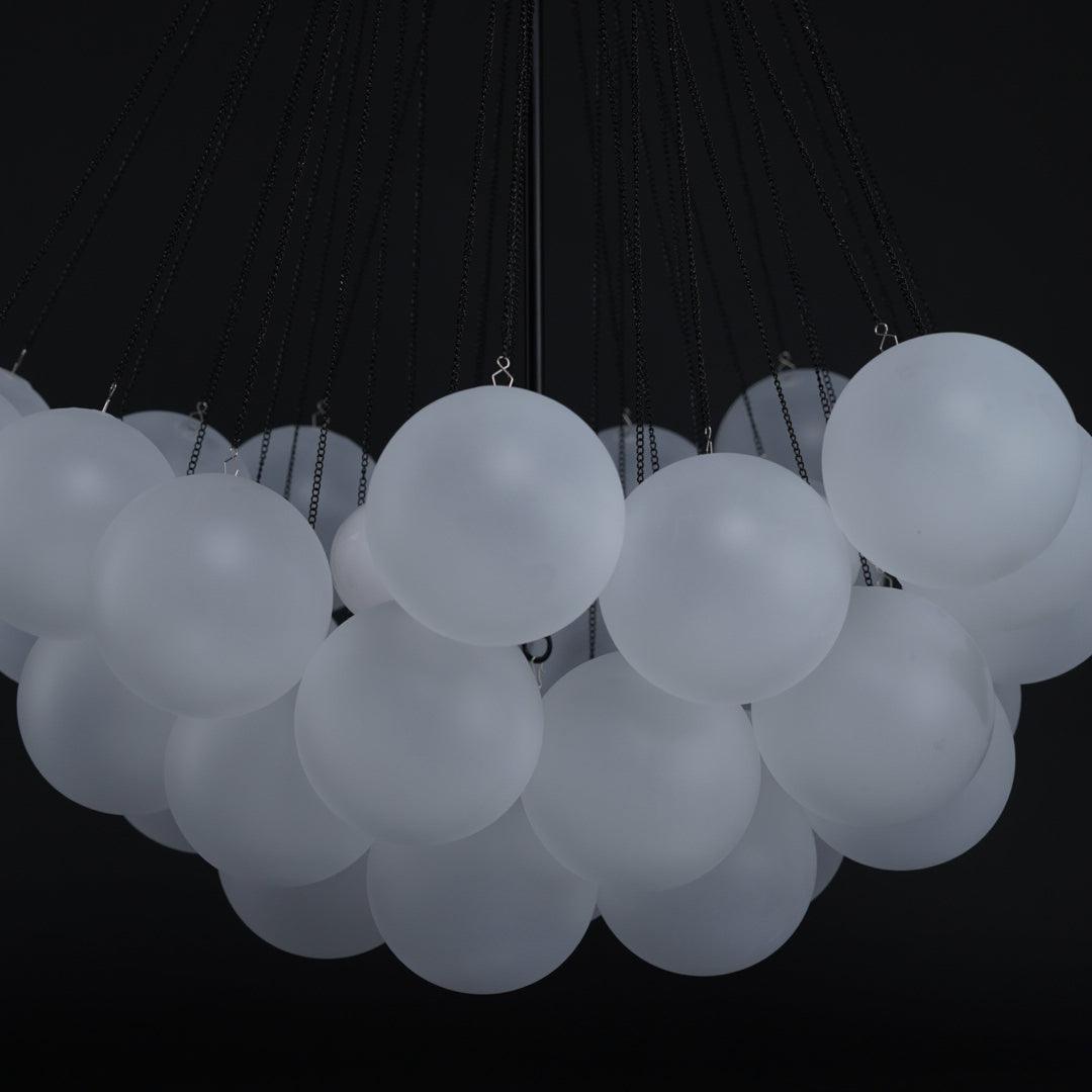 Frosted Glass Orb Chandelier 15.8 in x 33.5 in Indoor Ceiling Light 19-73 Heads Adjustable Modern Dining Room Living Room Pendant Fixture | Thomler