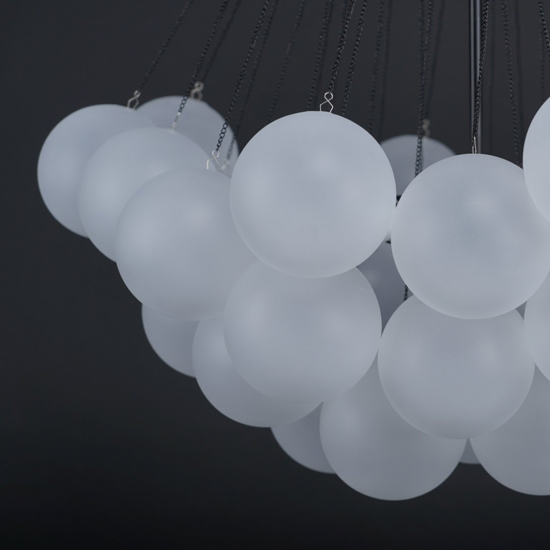Pendant Light Frosted Glass Sphere Cluster Ø 80.0 cm Gold Dining Room Kitchen Island Cloud Chandelier Hanging Ceiling Light | Thomler