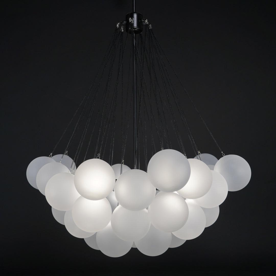 Frosted Glass Orb Chandelier 15.8 in x 33.5 in Indoor Ceiling Light 19-73 Heads Adjustable Modern Dining Room Living Room Pendant Fixture | Thomler