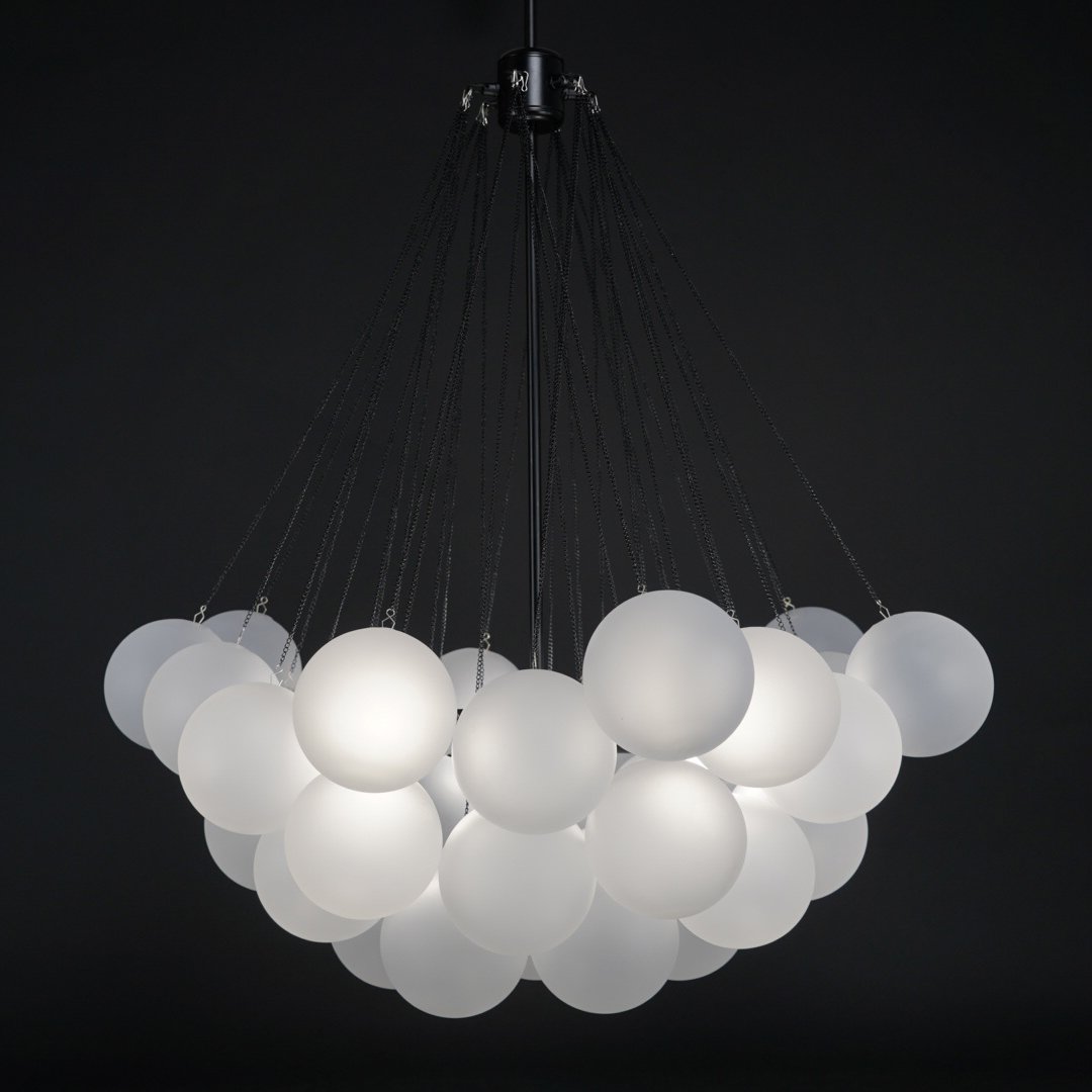 Pendant Light Frosted Glass Sphere Cluster Ø 80.0 cm Gold Dining Room Kitchen Island Cloud Chandelier Hanging Ceiling Light | Thomler