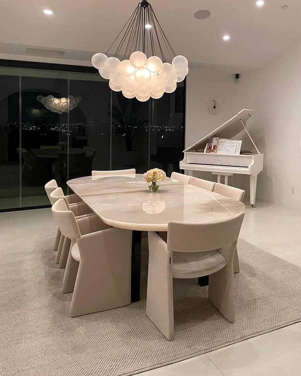 Frosted Glass Orb Chandelier 15.8 in x 33.5 in Indoor Ceiling Light 19-73 Heads Adjustable Modern Dining Room Living Room Pendant Fixture | Thomler